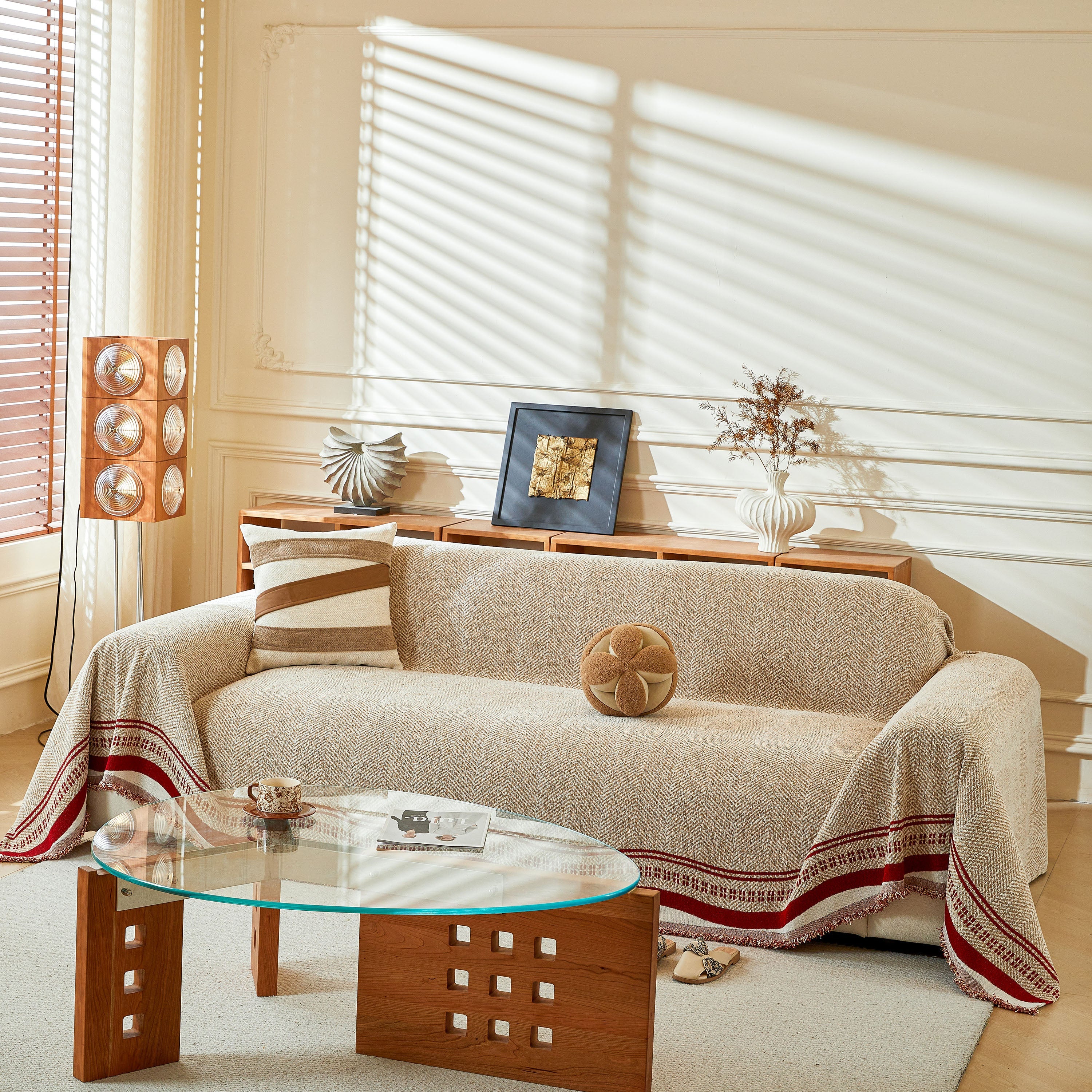 Reversible Herringbone Sofa Cover, 2-in-1 Classic British Throw Blanket for Couch - Image 3