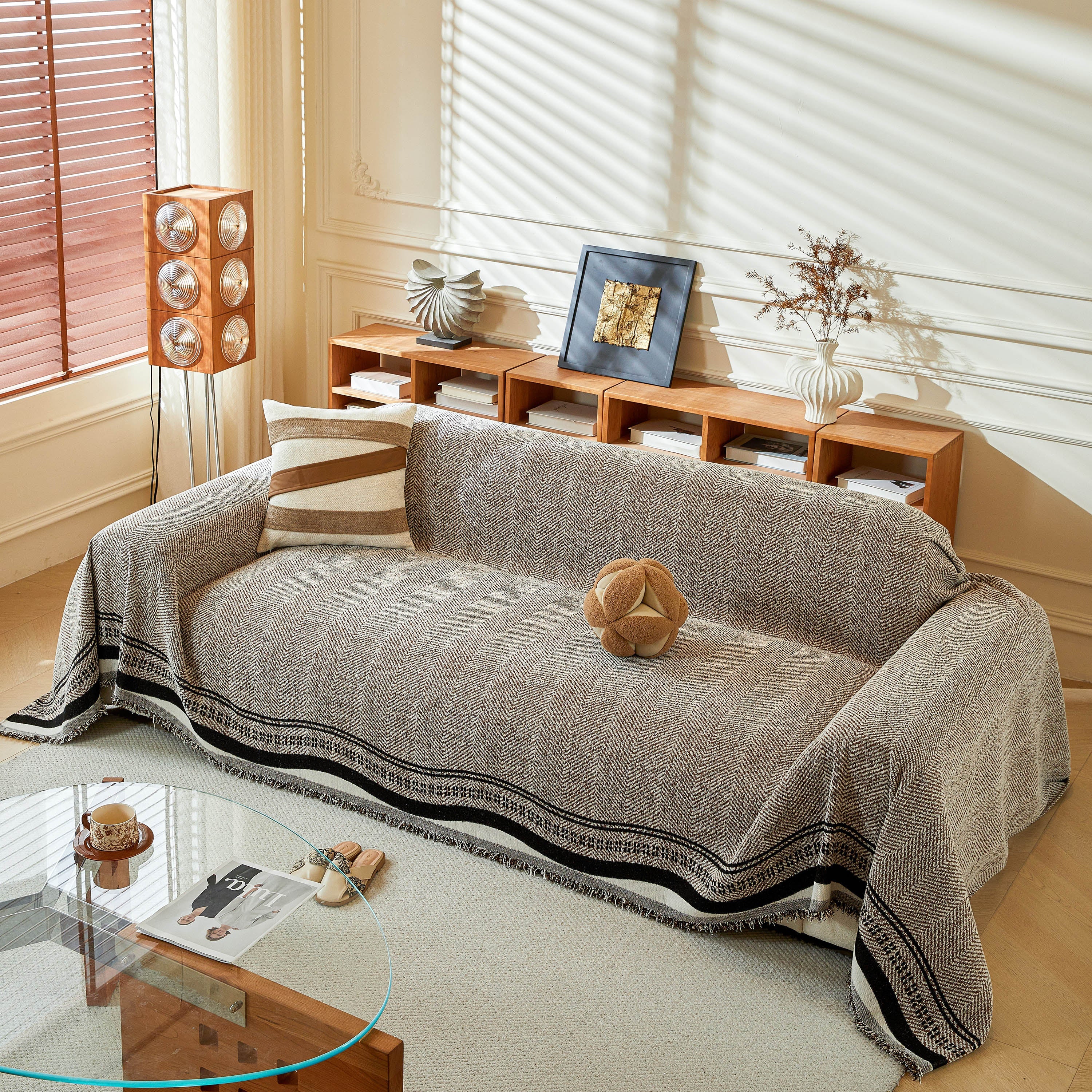 Reversible Herringbone Sofa Cover, 2-in-1 Classic British Throw Blanket for Couch - Image 32