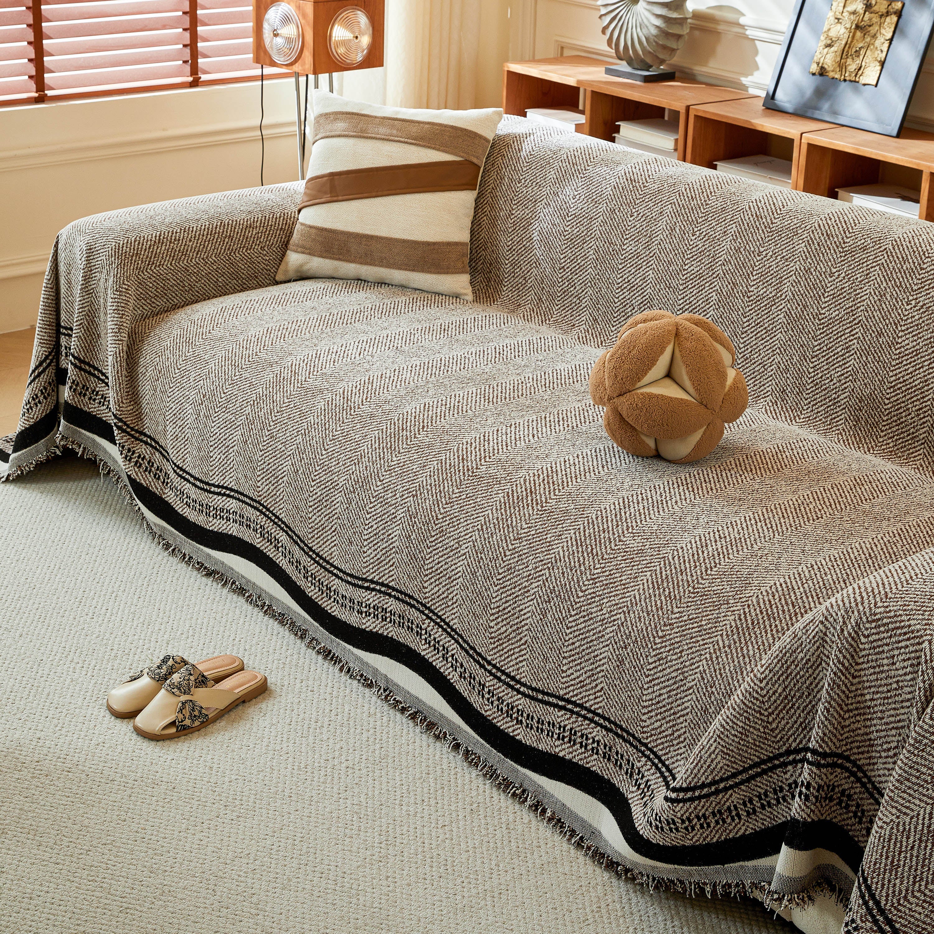 Reversible Herringbone Sofa Cover, 2-in-1 Classic British Throw Blanket for Couch - Image 33