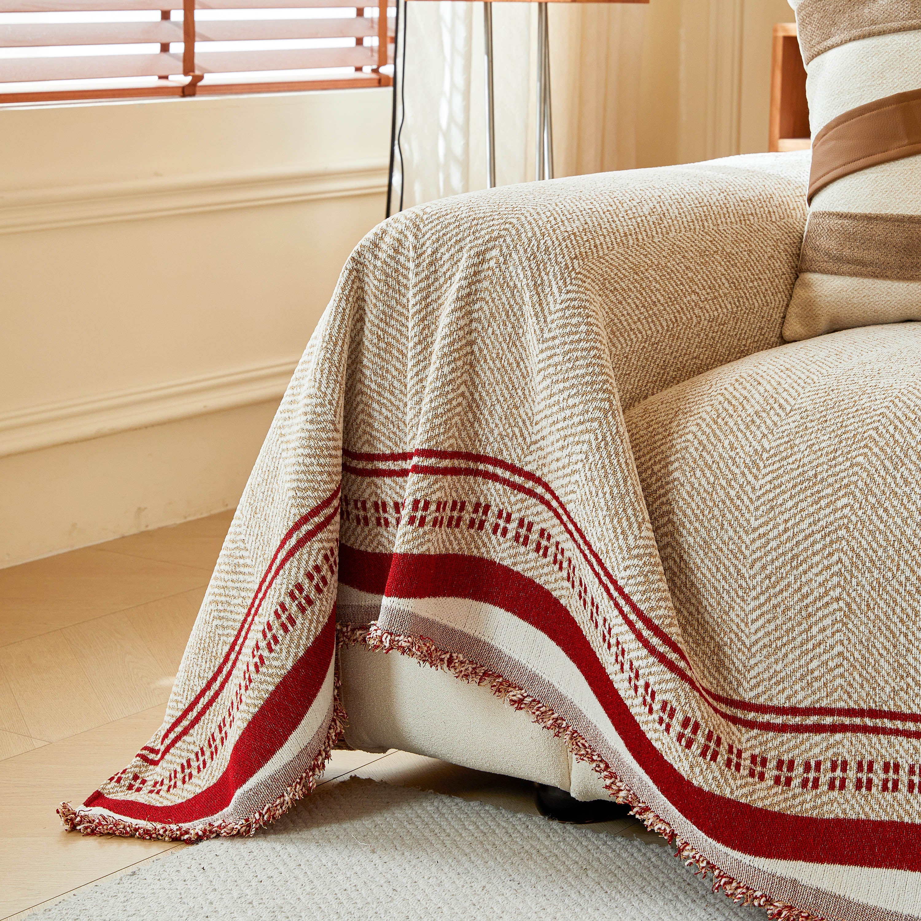 Reversible Herringbone Sofa Cover, 2-in-1 Classic British Throw Blanket for Couch - Image 5