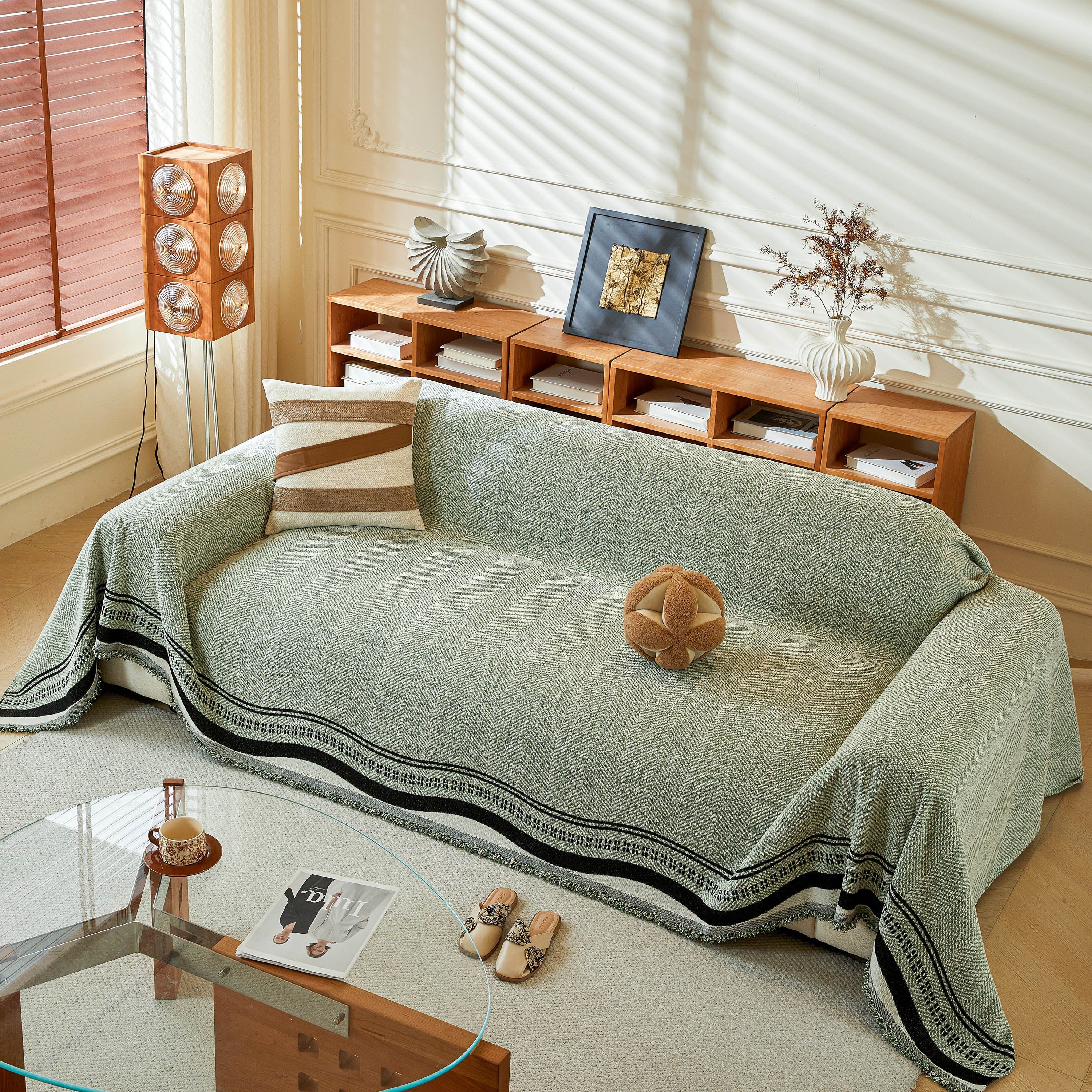 Reversible Herringbone Sofa Cover, 2-in-1 Classic British Throw Blanket for Couch - Image 60