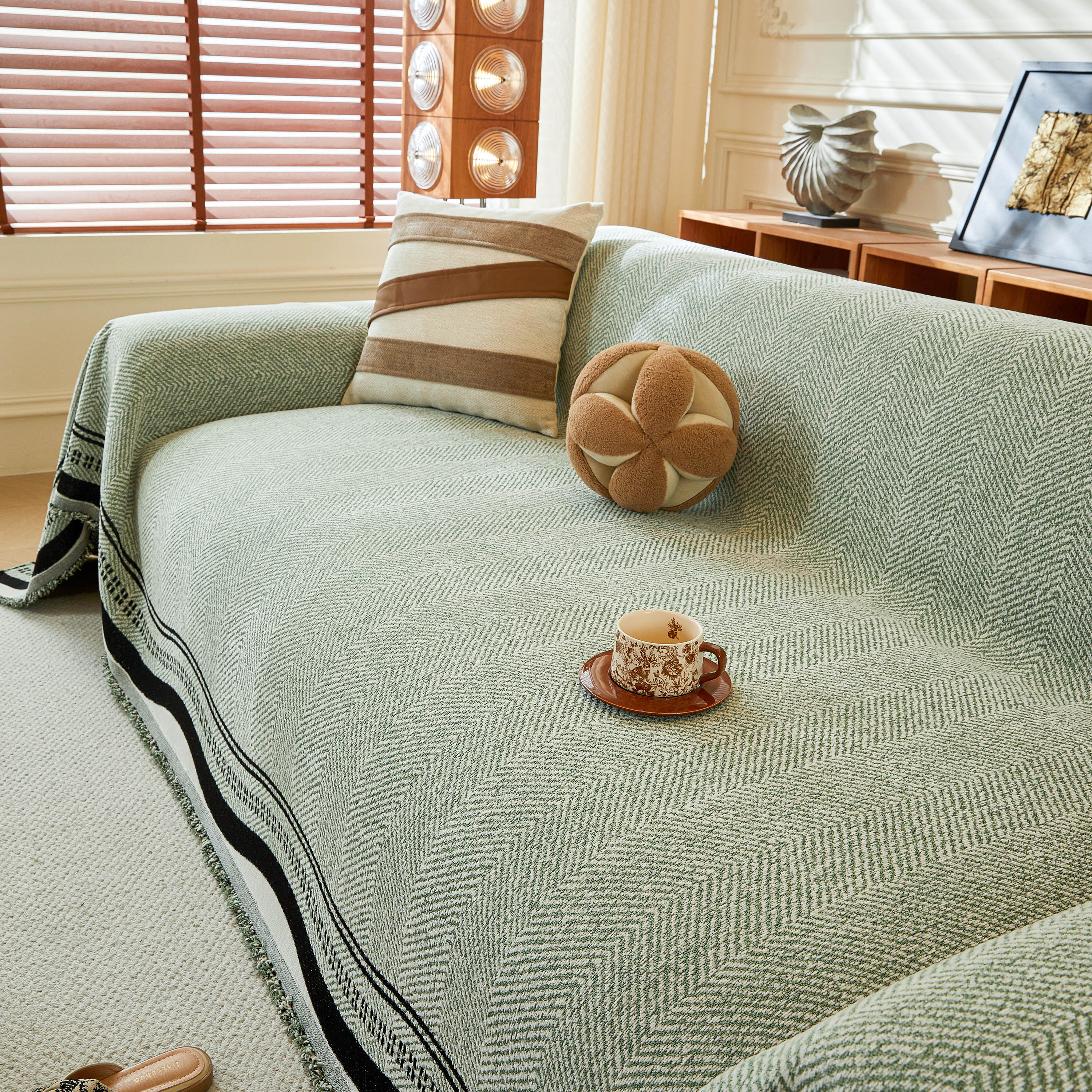 Reversible Herringbone Sofa Cover, 2-in-1 Classic British Throw Blanket for Couch - Image 68