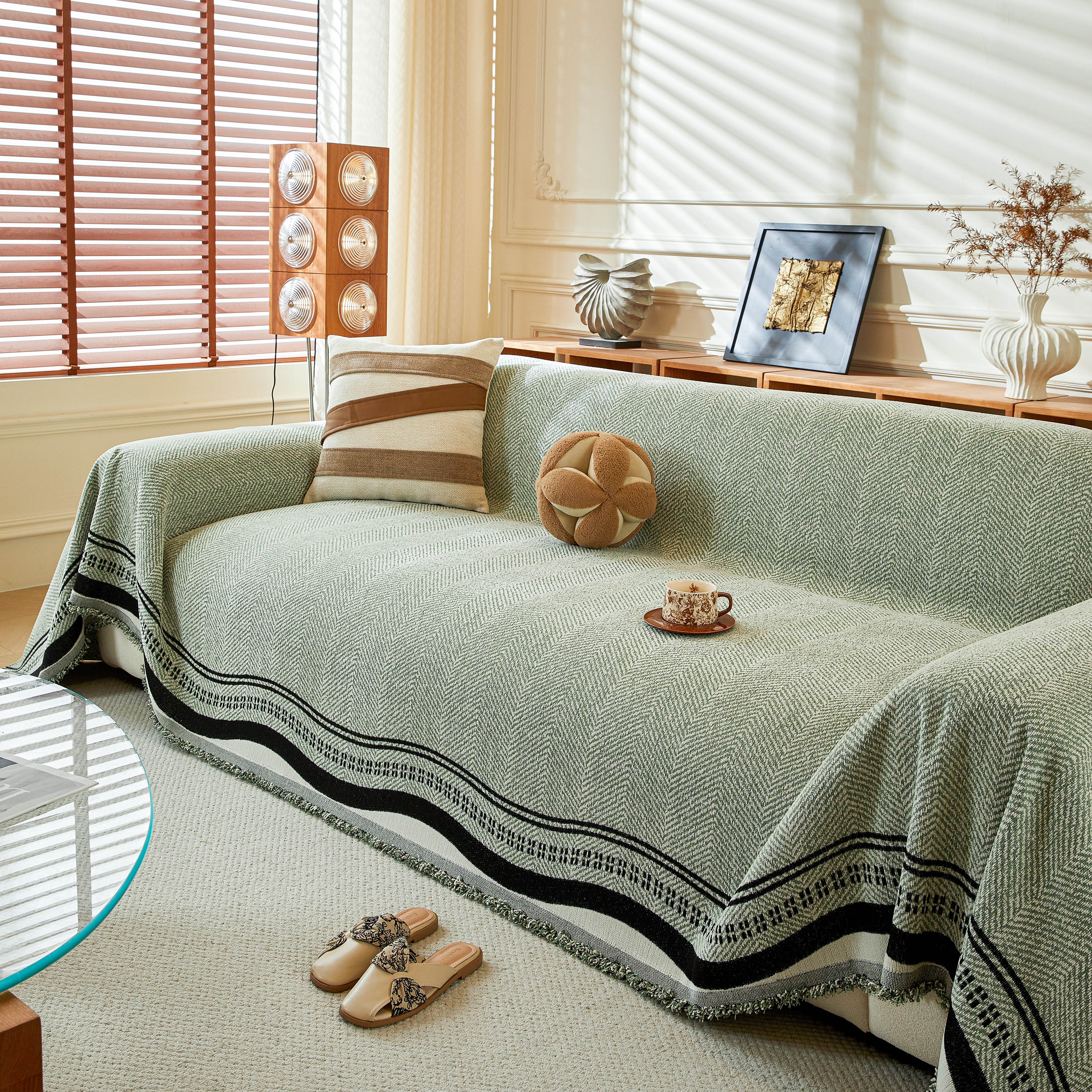 Reversible Herringbone Sofa Cover, 2-in-1 Classic British Throw Blanket for Couch - Image 72