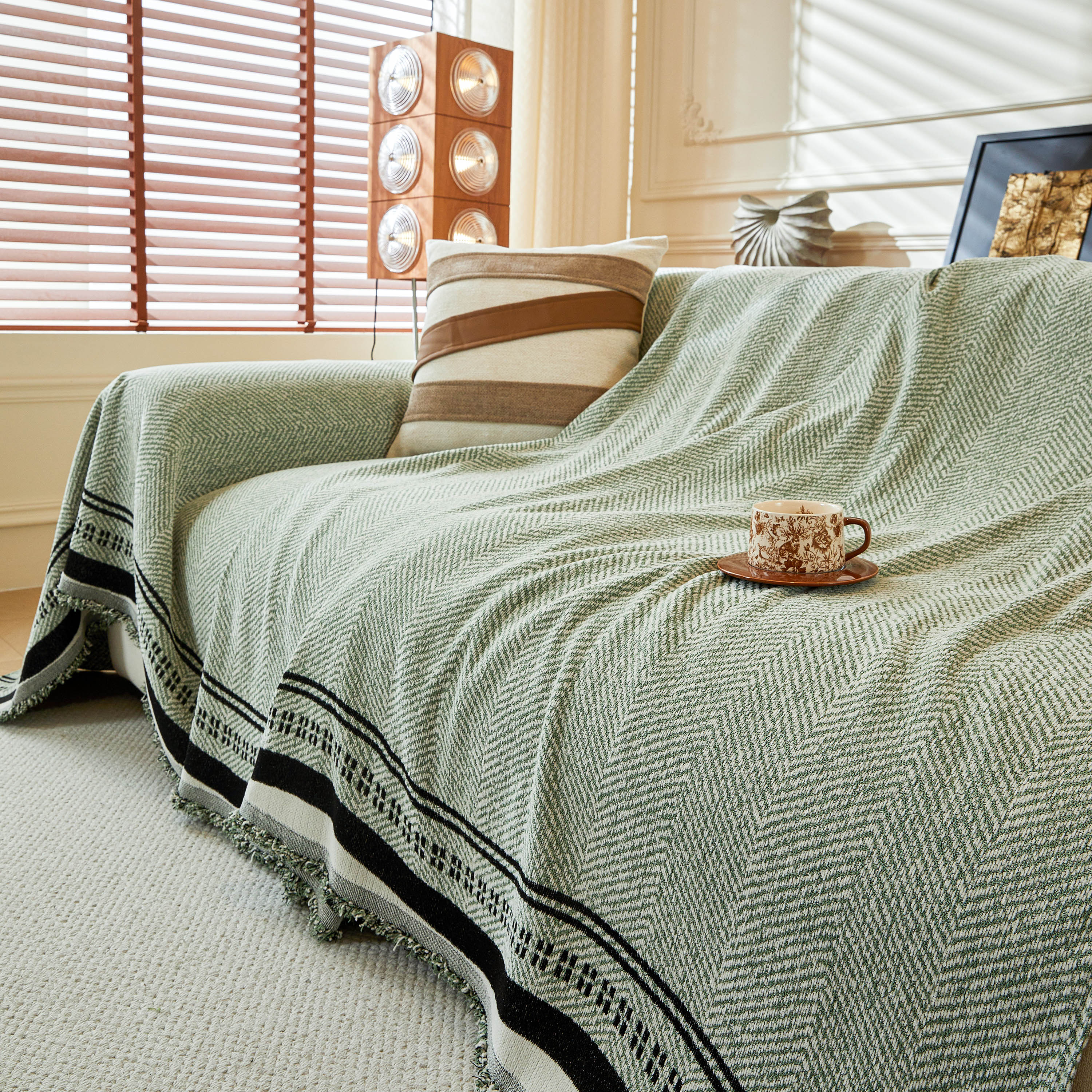 Reversible Herringbone Sofa Cover, 2-in-1 Classic British Throw Blanket for Couch - Image 76