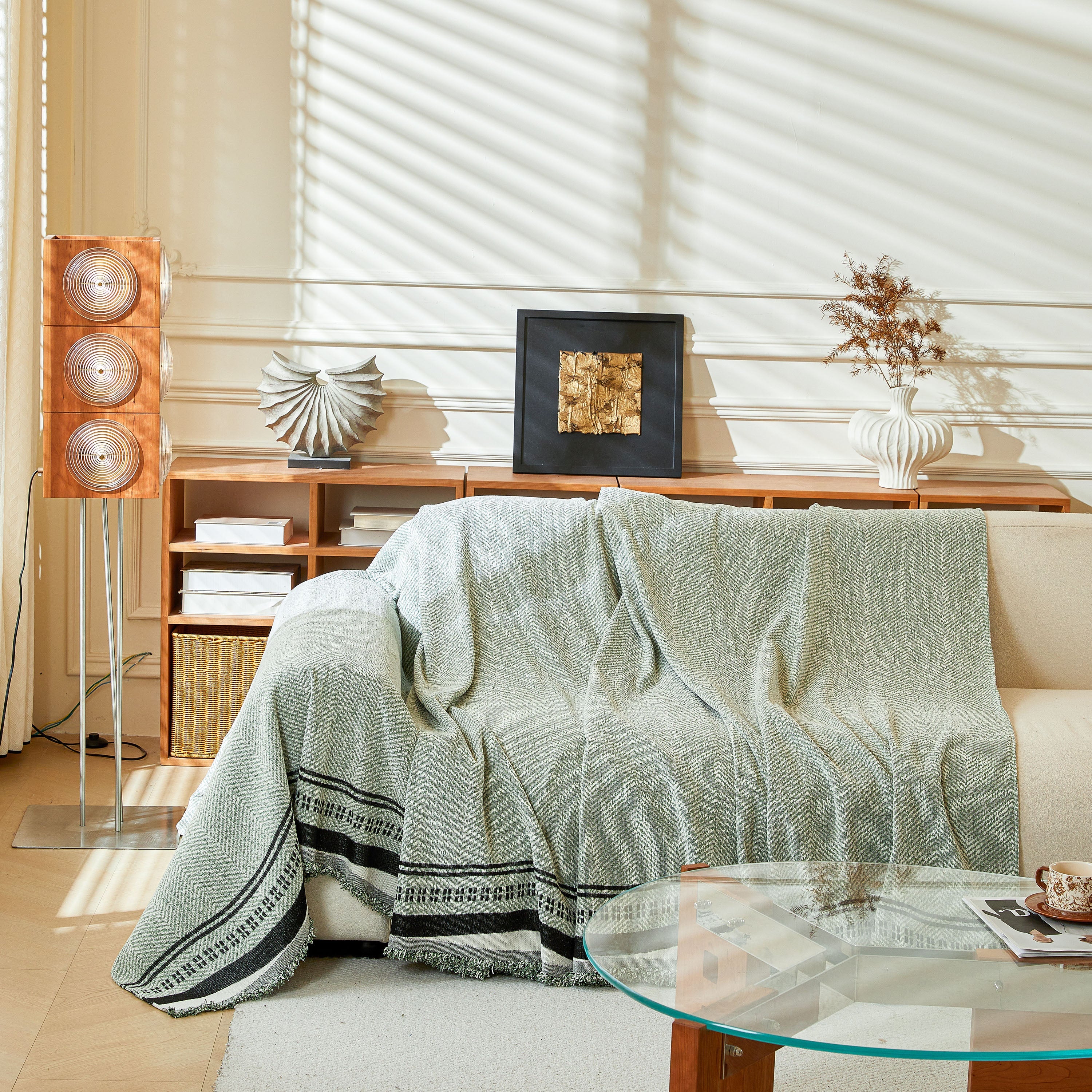 Reversible Herringbone Sofa Cover, 2-in-1 Classic British Throw Blanket for Couch - Image 80
