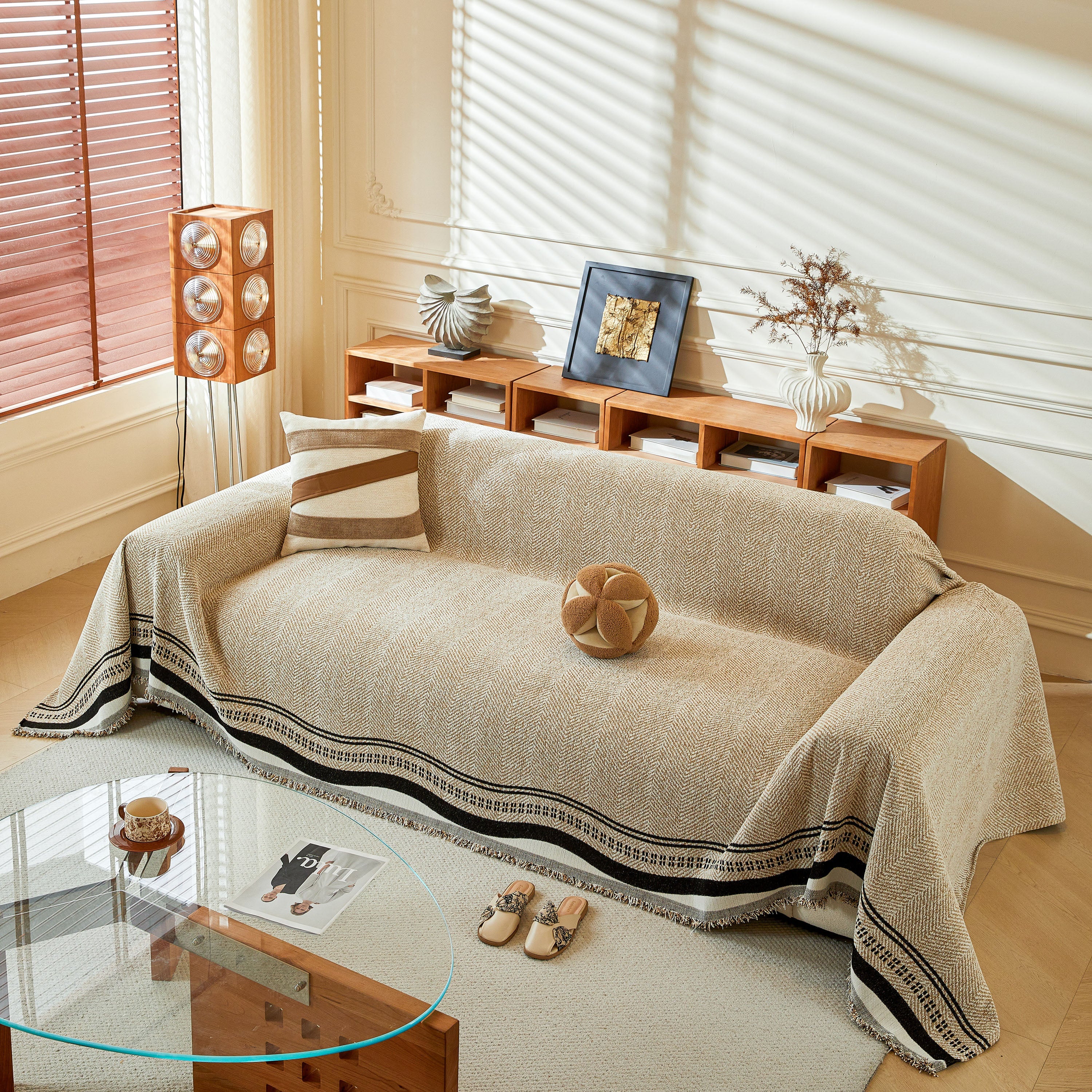 Reversible Herringbone Sofa Cover, 2-in-1 Classic British Throw Blanket for Couch - Image 87