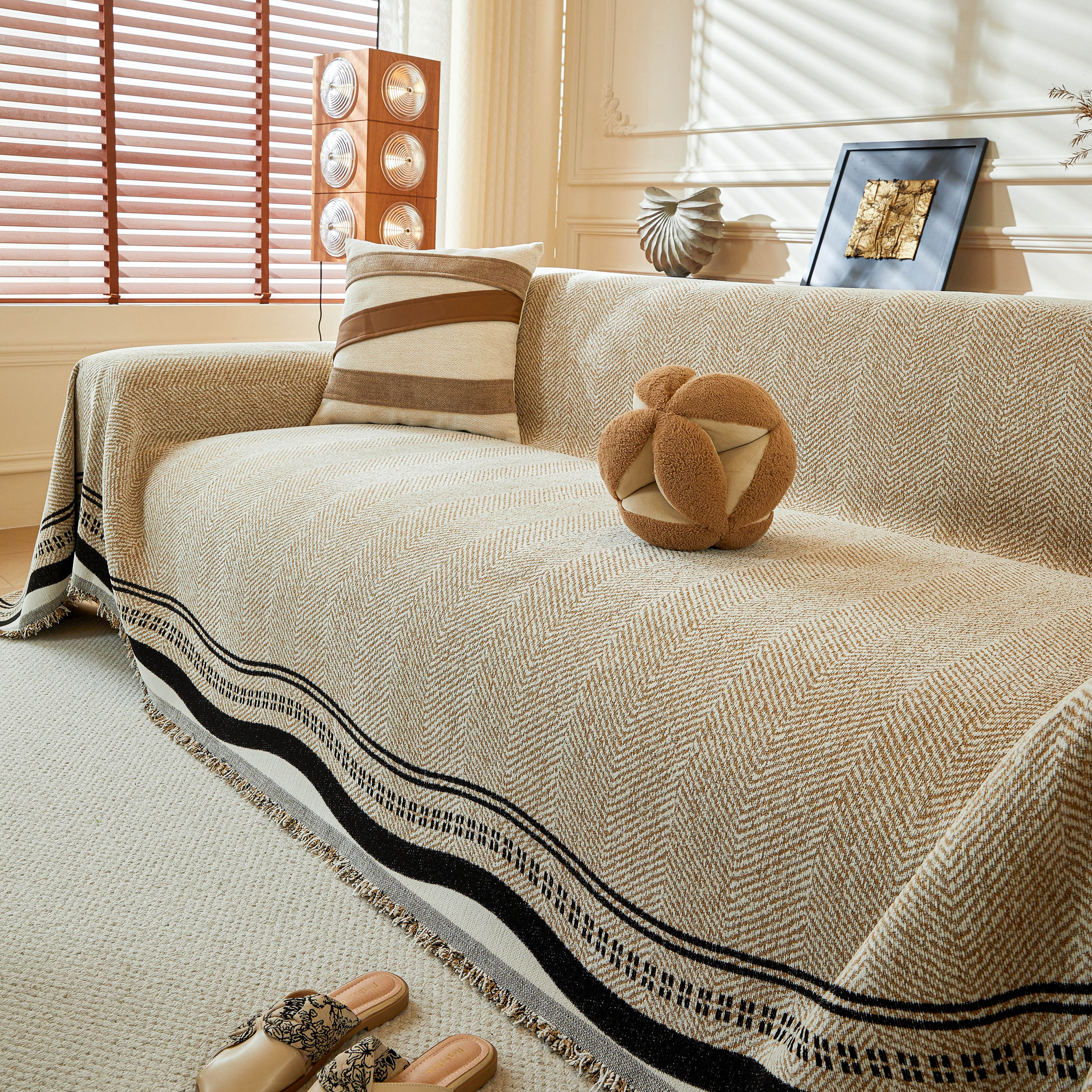 Reversible Herringbone Sofa Cover, 2-in-1 Classic British Throw Blanket for Couch - Image 89