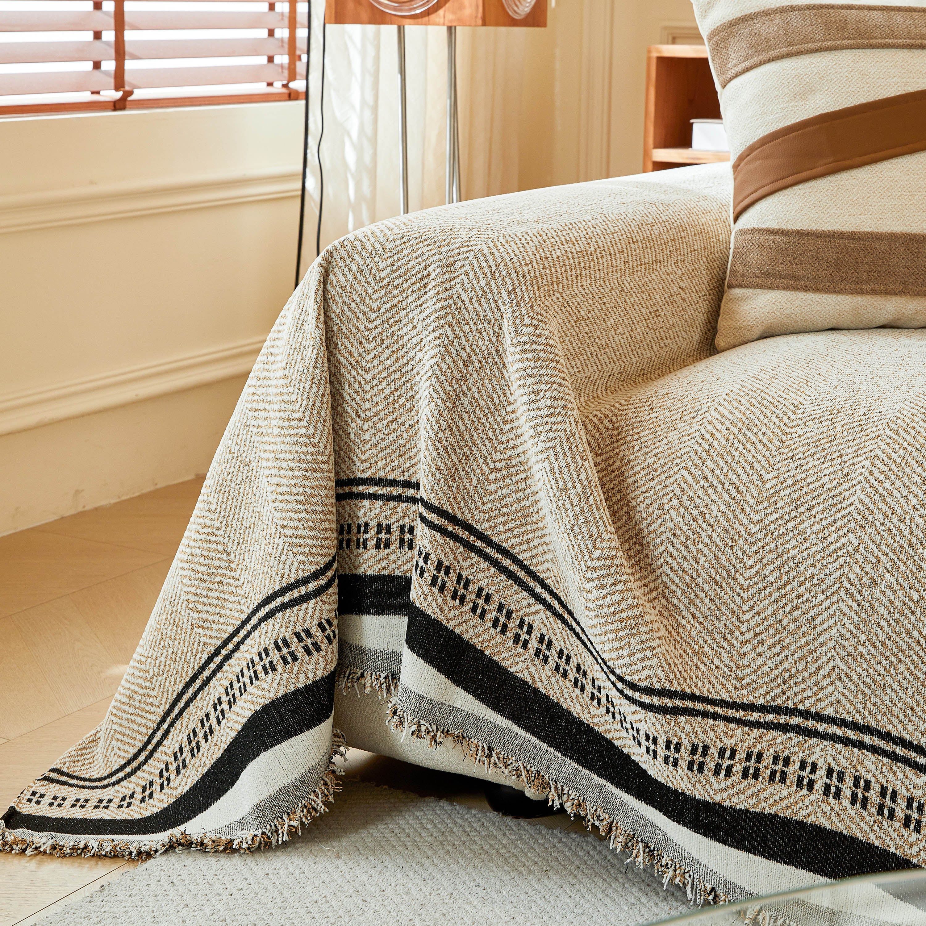 Reversible Herringbone Sofa Cover, 2-in-1 Classic British Throw Blanket for Couch - Image 95