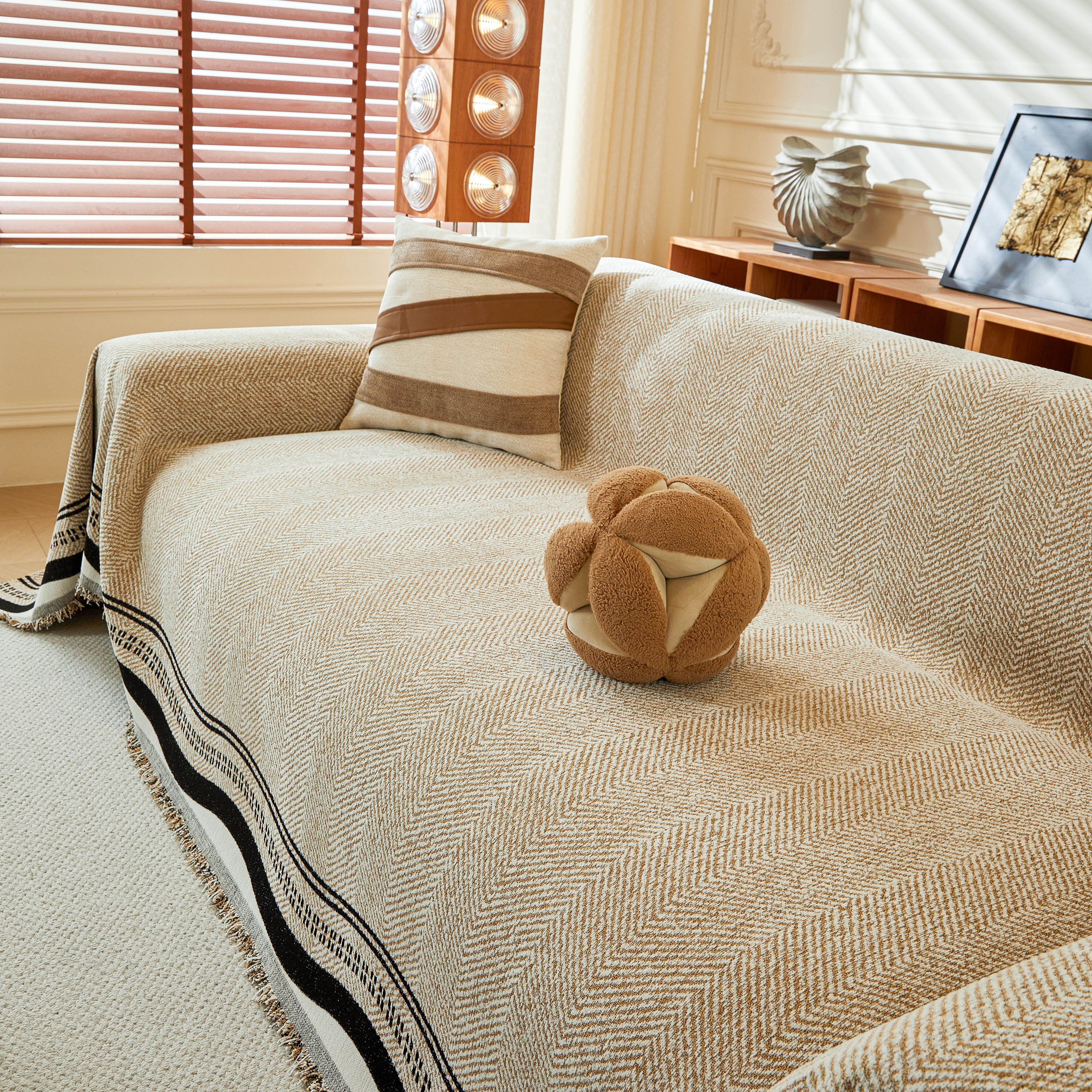 Reversible Herringbone Sofa Cover, 2-in-1 Classic British Throw Blanket for Couch - Image 96