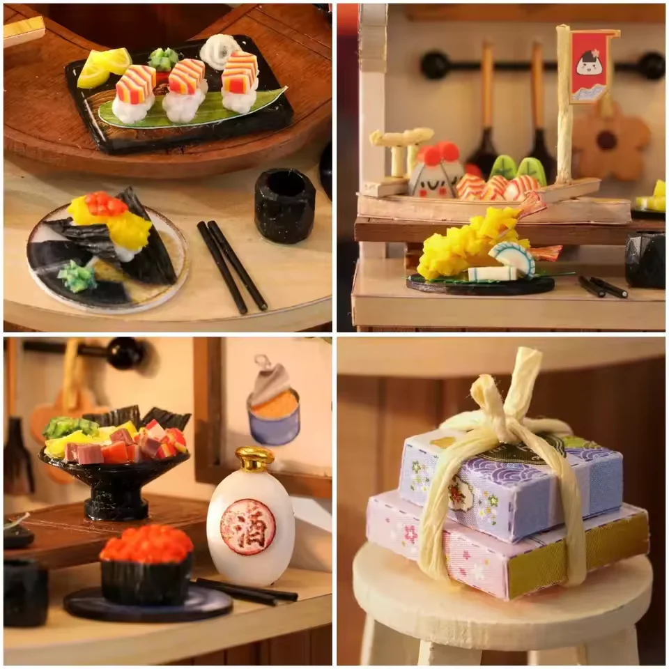Revolving Food Dollhouse Kit - Miniature Wizardi Roombox Kit with LED Light F07M51-66-QT-088 - Image 2