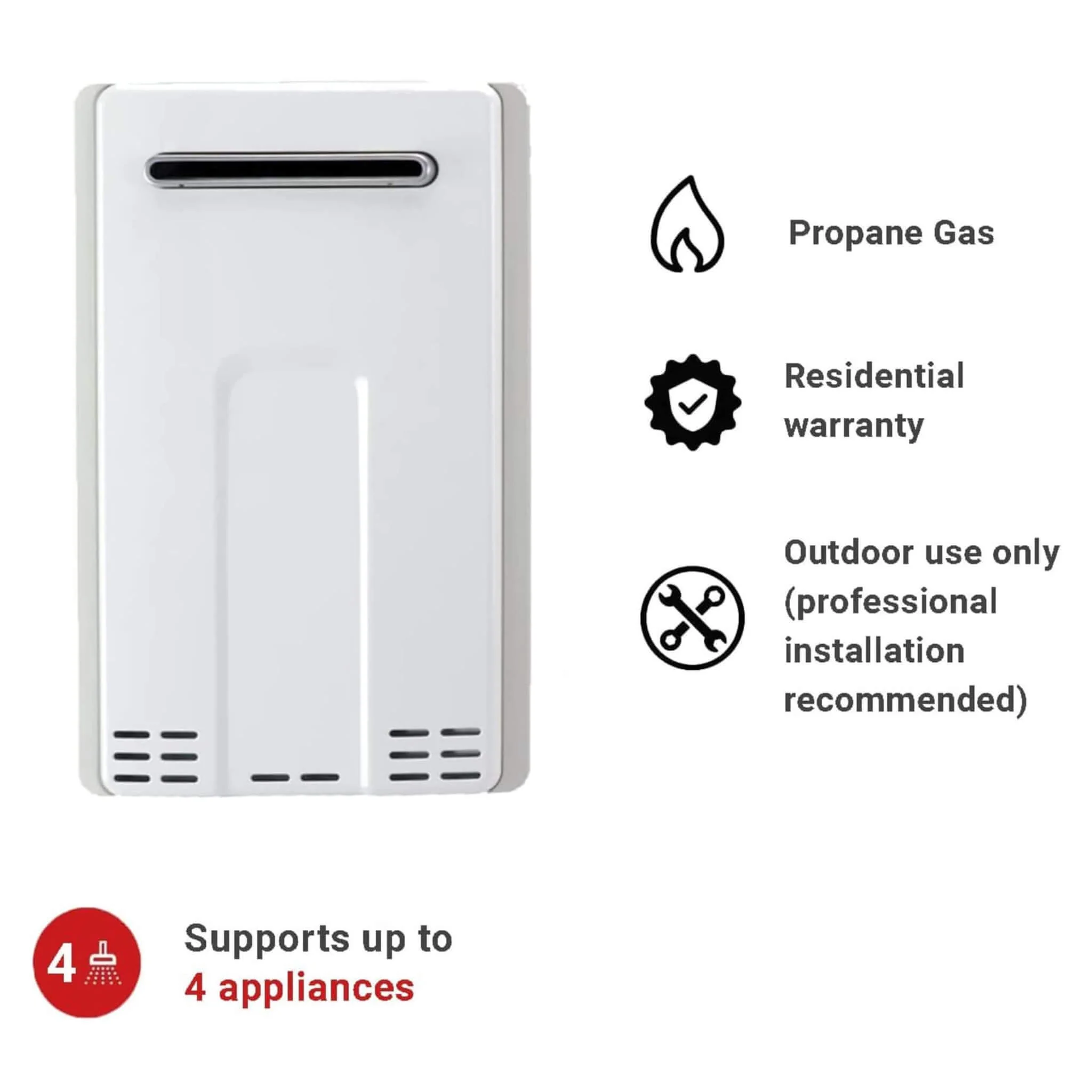 7.5 GPM Residential Outdoor Propane Non Condensing Tankless Water Heater (SAK28107) - Image 4