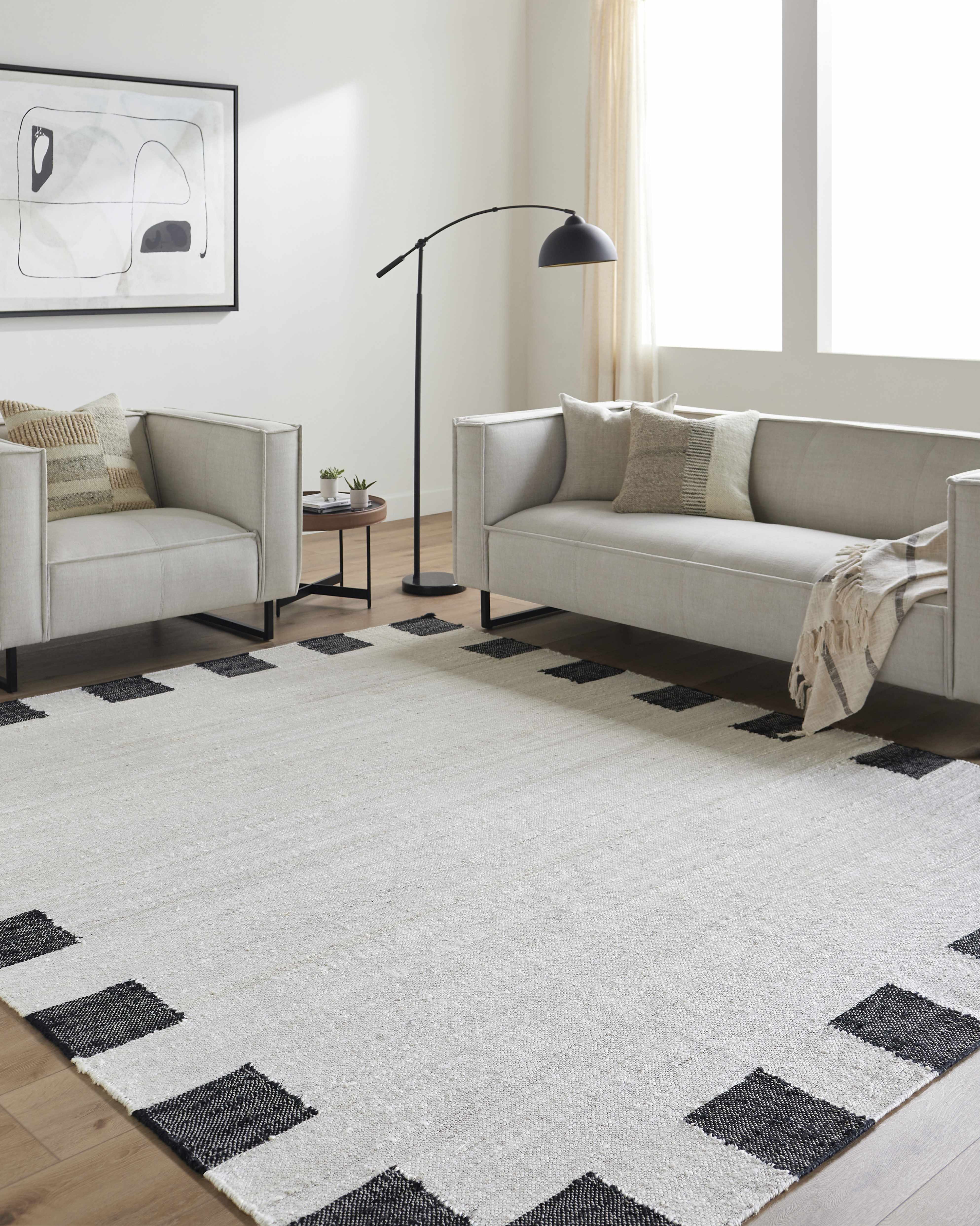 Rocio Dotted Bordered White Jute Carpet - Image 2