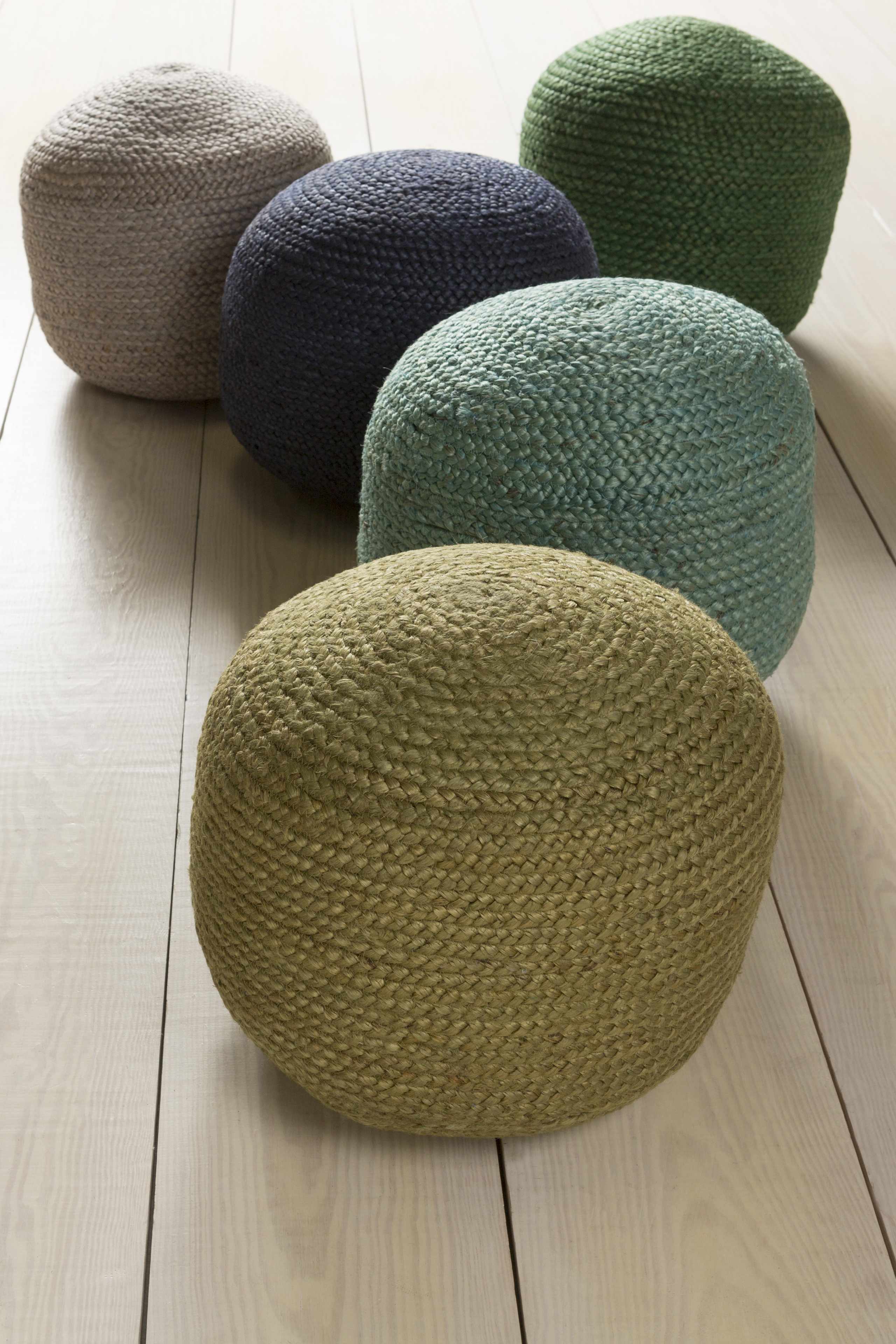 Rockaway Gray Knitted Jute Pouf - Image 3