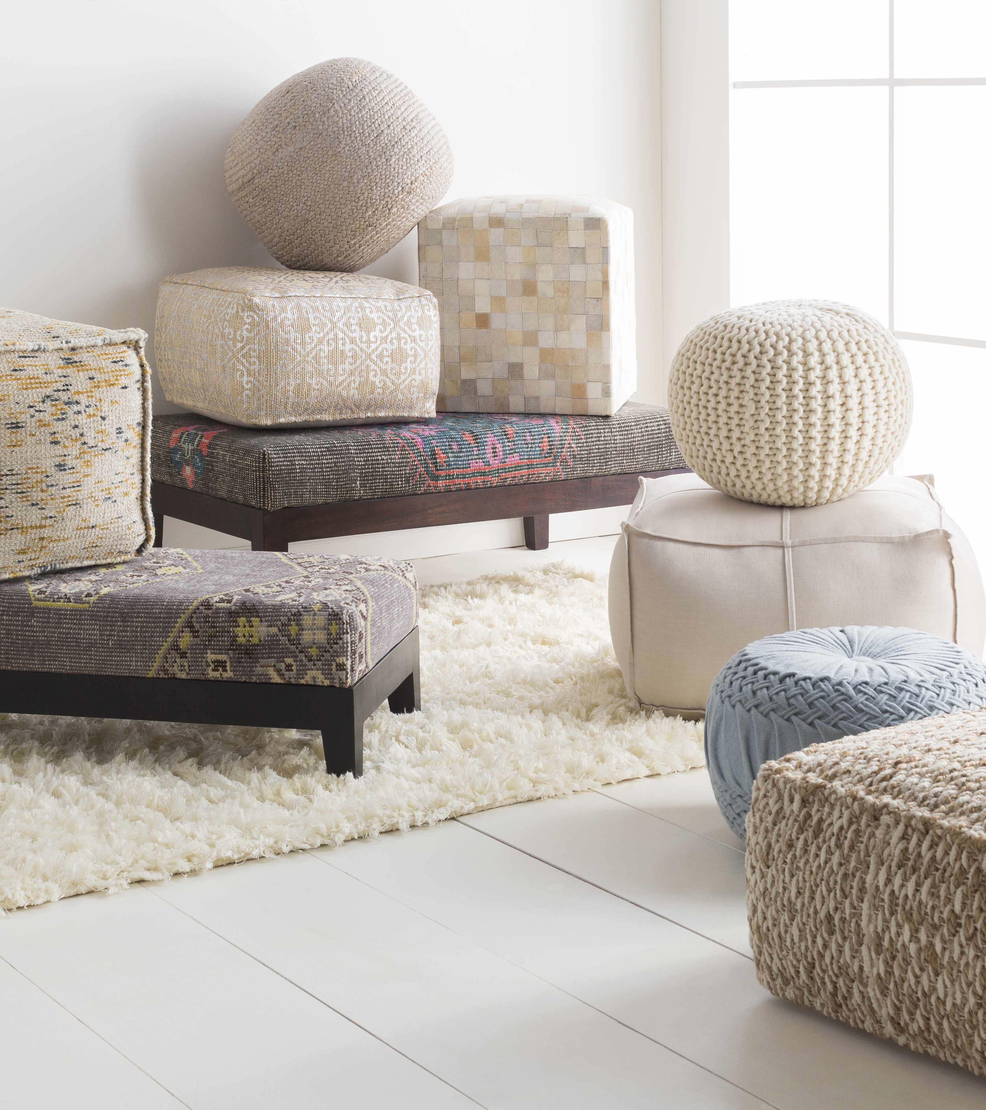 Rockaway Gray Knitted Jute Pouf - Image 6