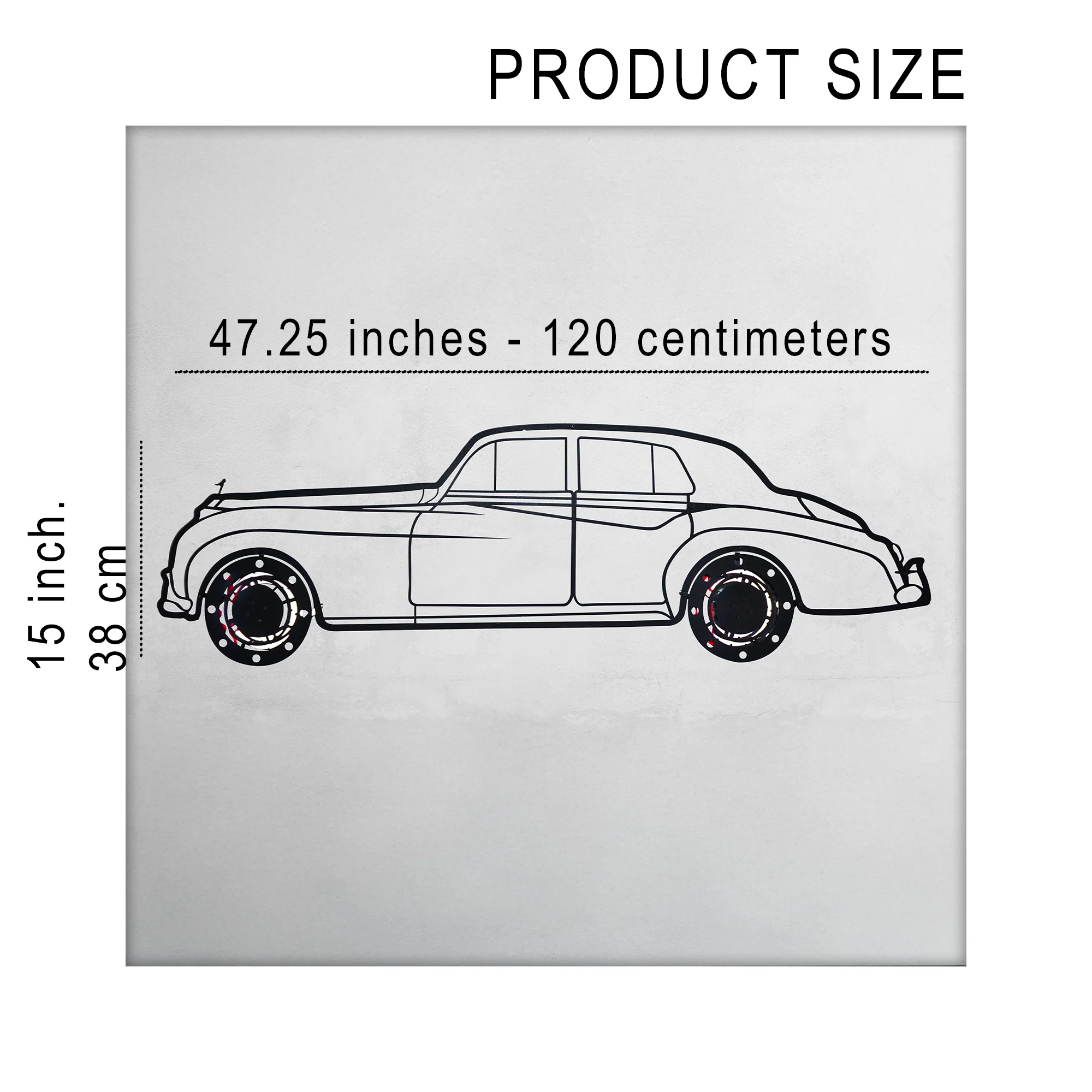 Rolls-Royce Silver Wall Art – Classic Luxury Steel Silhouette with Spinning Wheels-KAFMEKA040 - Image 12