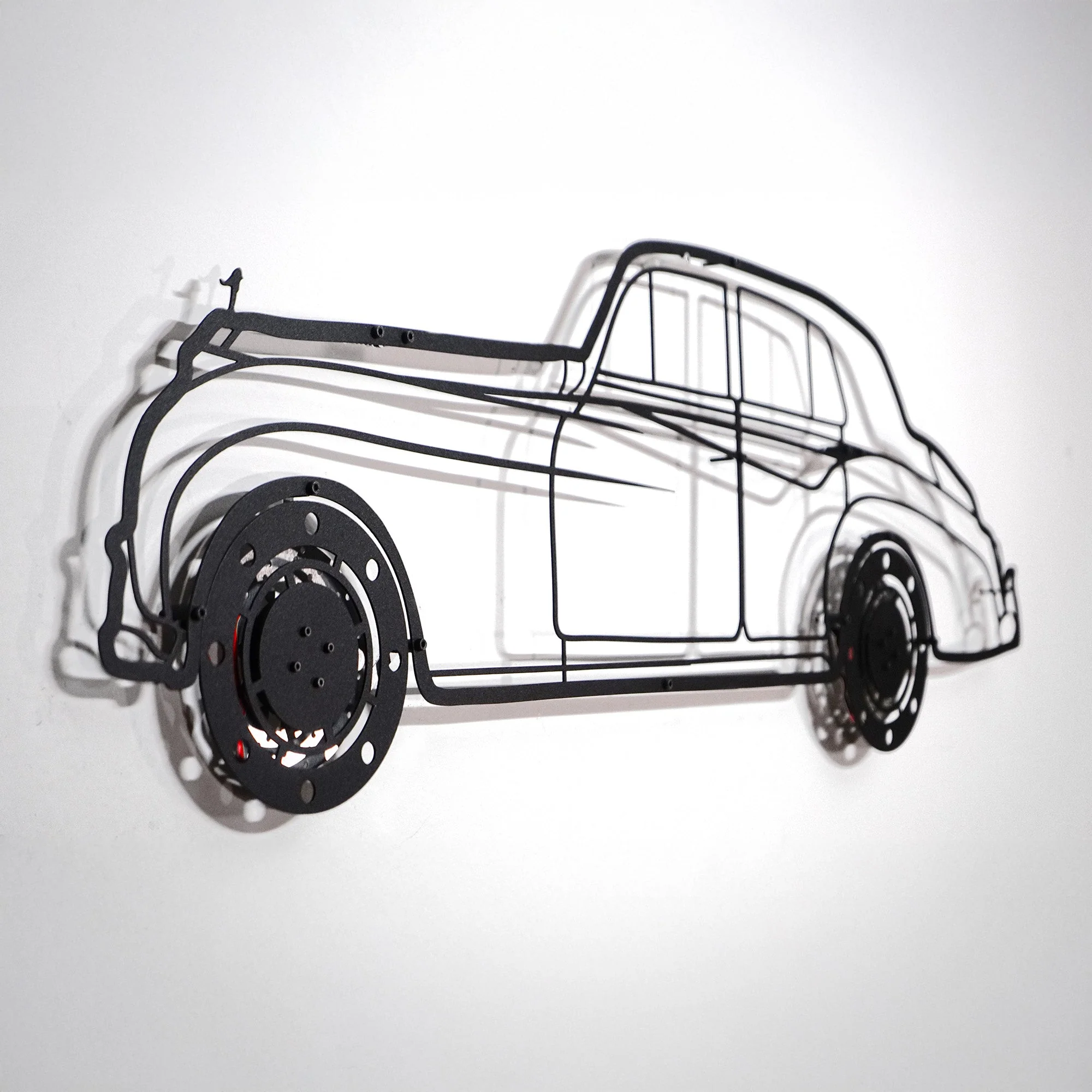 Rolls-Royce Silver Wall Art – Classic Luxury Steel Silhouette with Spinning Wheels-KAFMEKA040 - Image 3