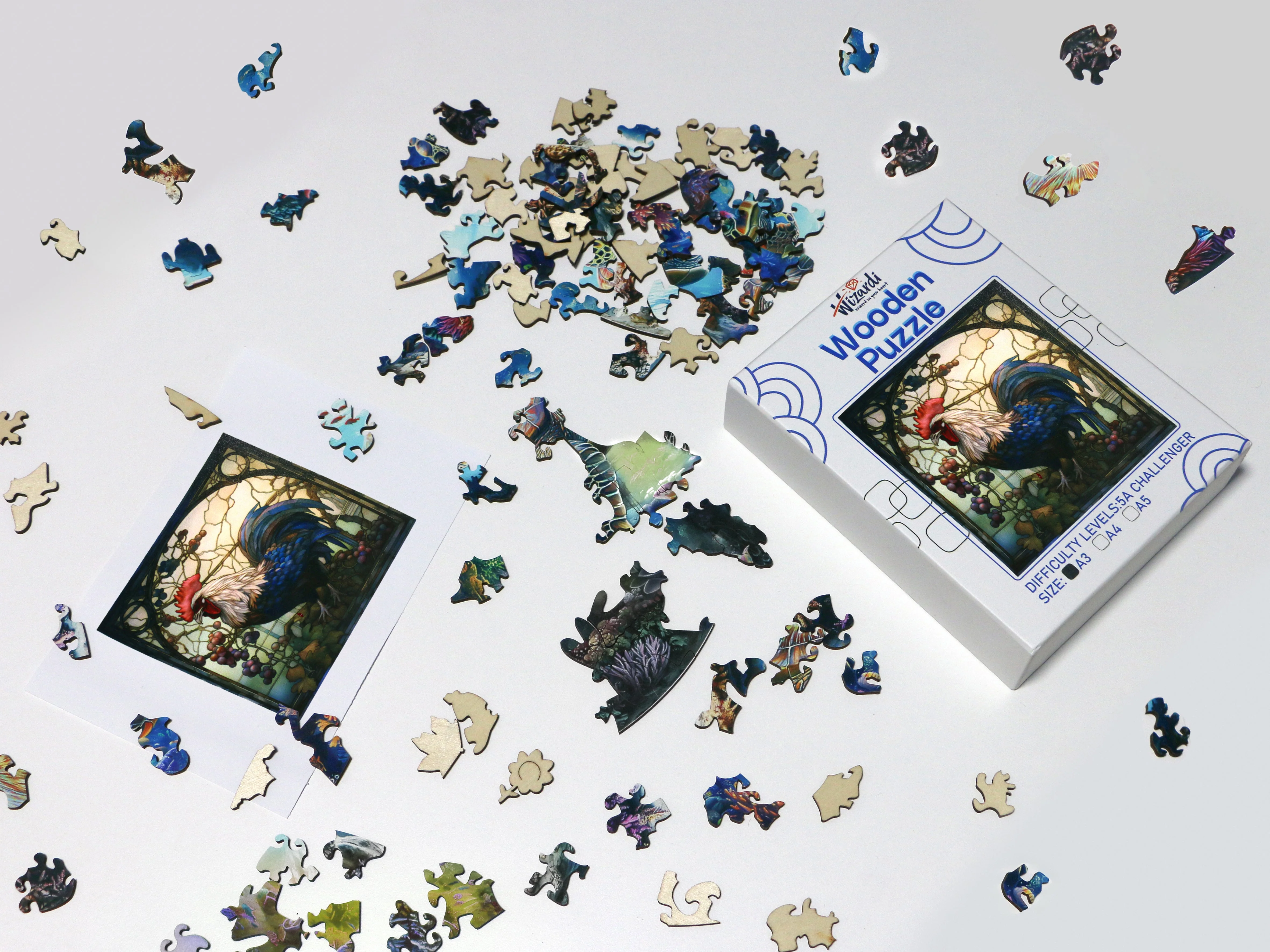 Rooster in Garden - Jigsaw Wooden Puzzle by Wizardi F07N9-17 - Image 2