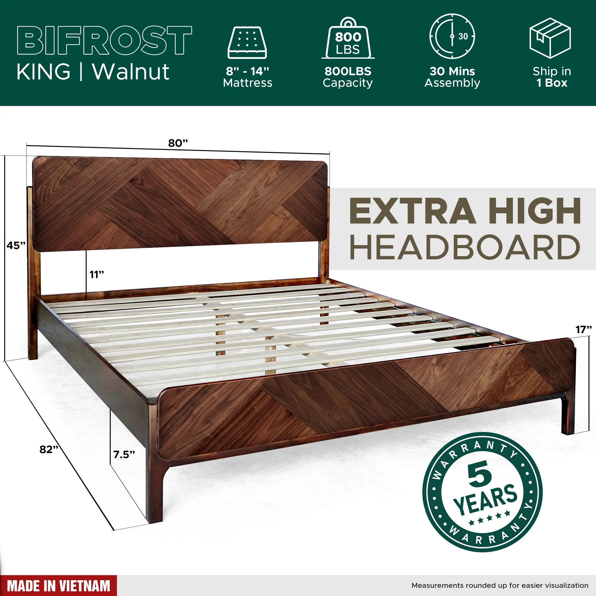 Rorns Bifrost Platform Bed Frame With Headboard for Modern Bedrooms - Image 13