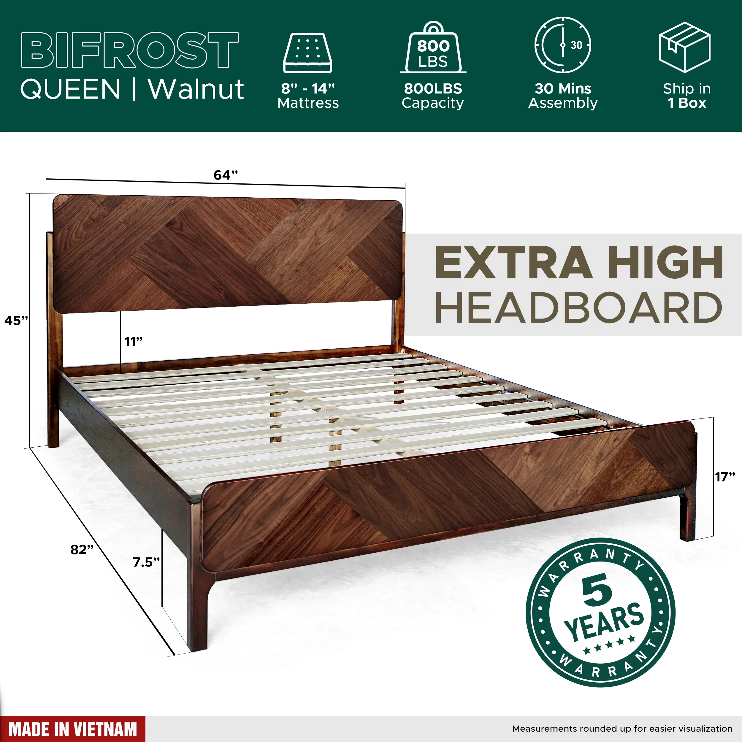 Rorns Bifrost Platform Bed Frame With Headboard for Modern Bedrooms - Image 14