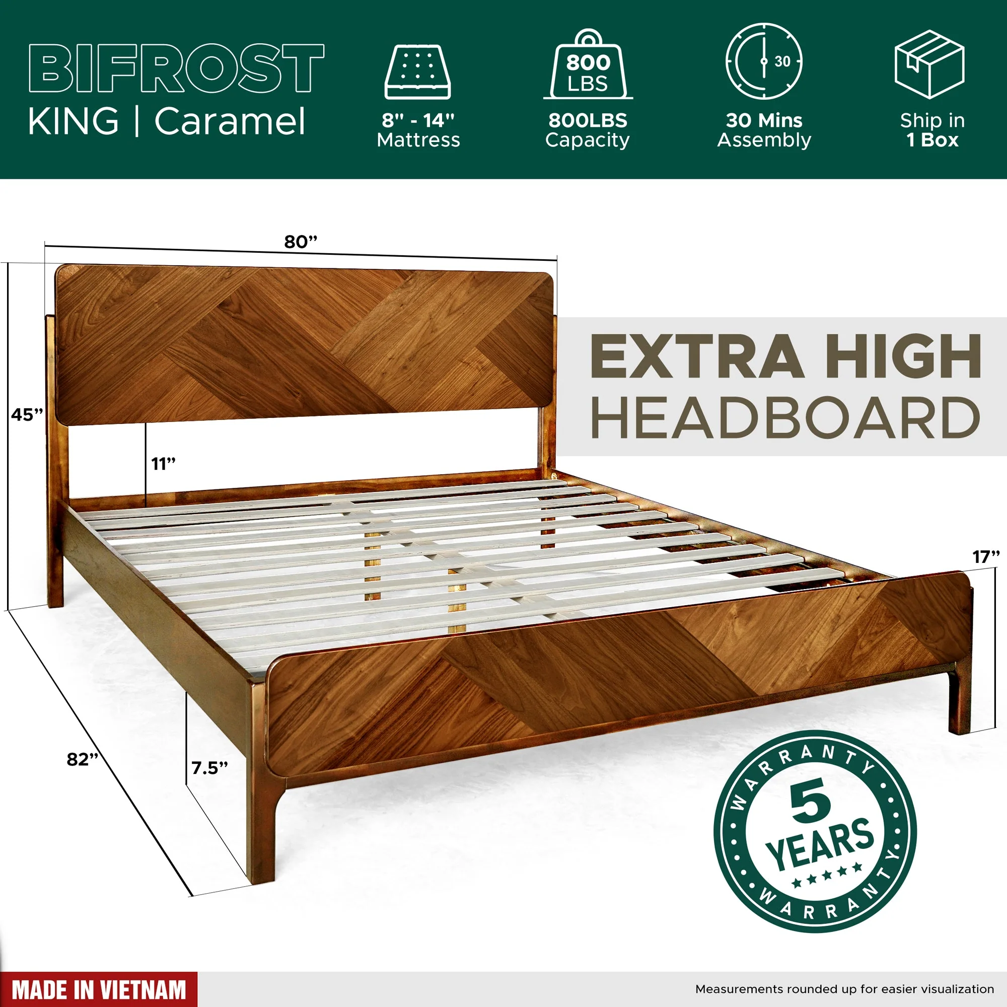 Rorns Bifrost Platform Bed Frame With Headboard for Modern Bedrooms - Image 3