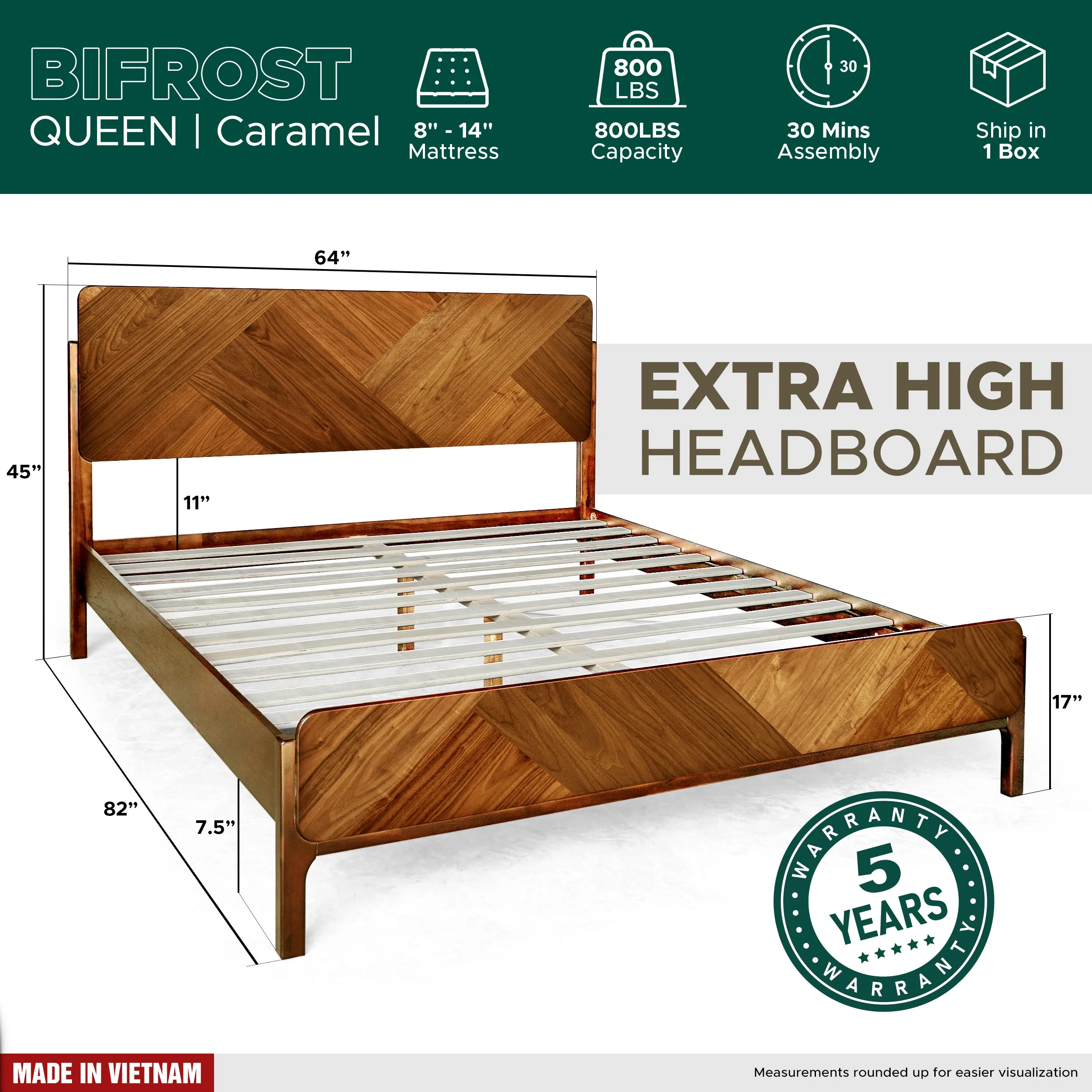 Rorns Bifrost Platform Bed Frame With Headboard for Modern Bedrooms - Image 4