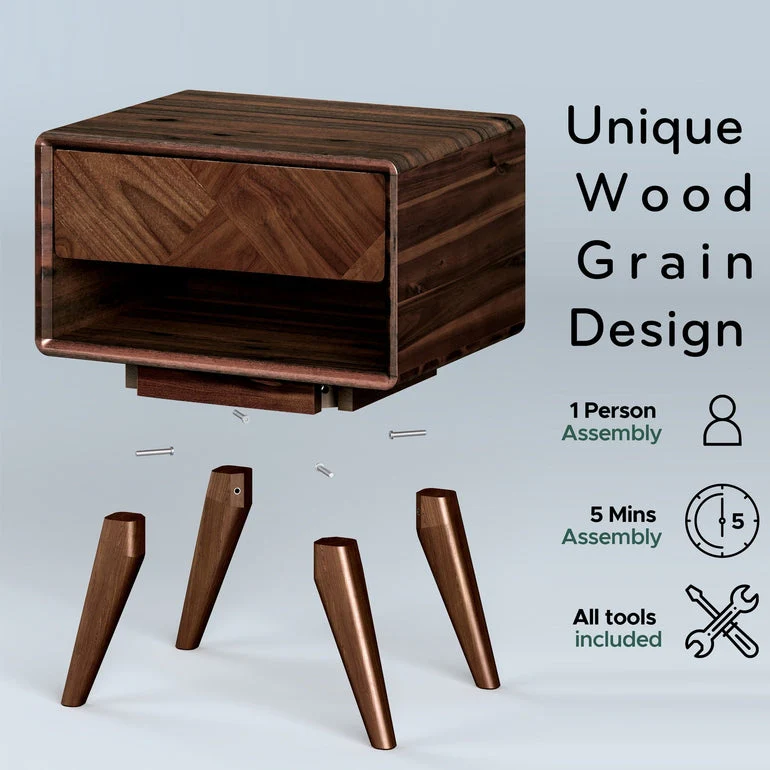 Rorns Laden Nightstand with Drawer - Stylish and Functional Bedroom Storage - Image 17