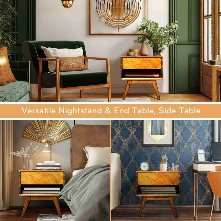 Rorns Laden Nightstand with Drawer - Stylish and Functional Bedroom Storage - Image 7