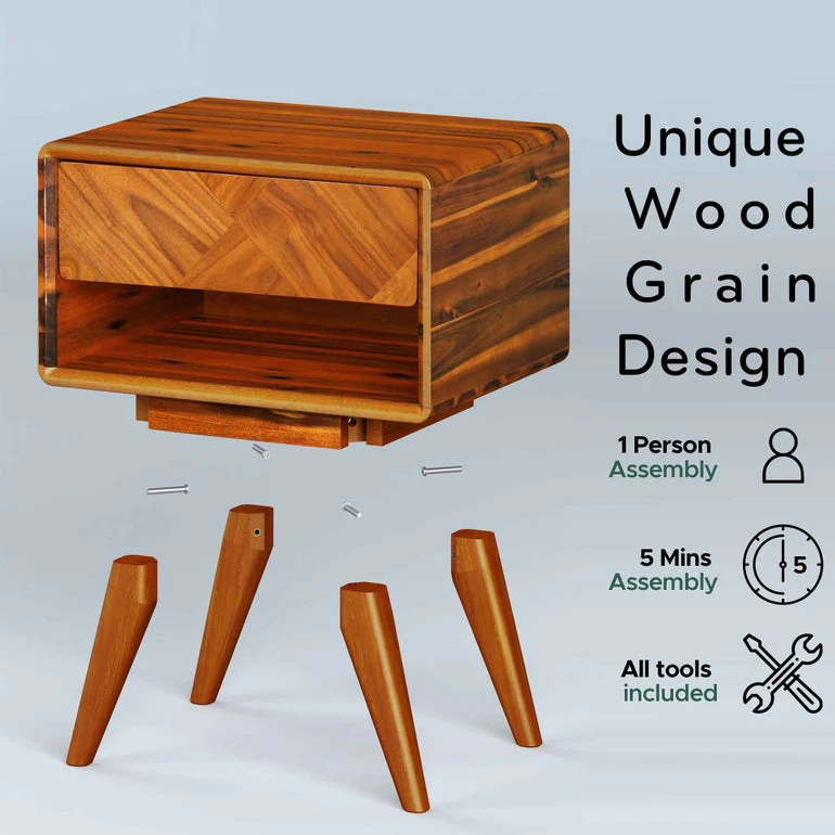 Rorns Laden Nightstand with Drawer - Stylish and Functional Bedroom Storage - Image 8