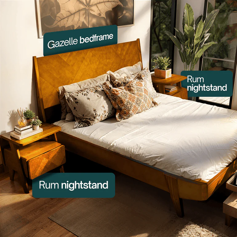 Rorns Rum Nightstand with Drawer for Stylish Bedroom Storage - Image 8