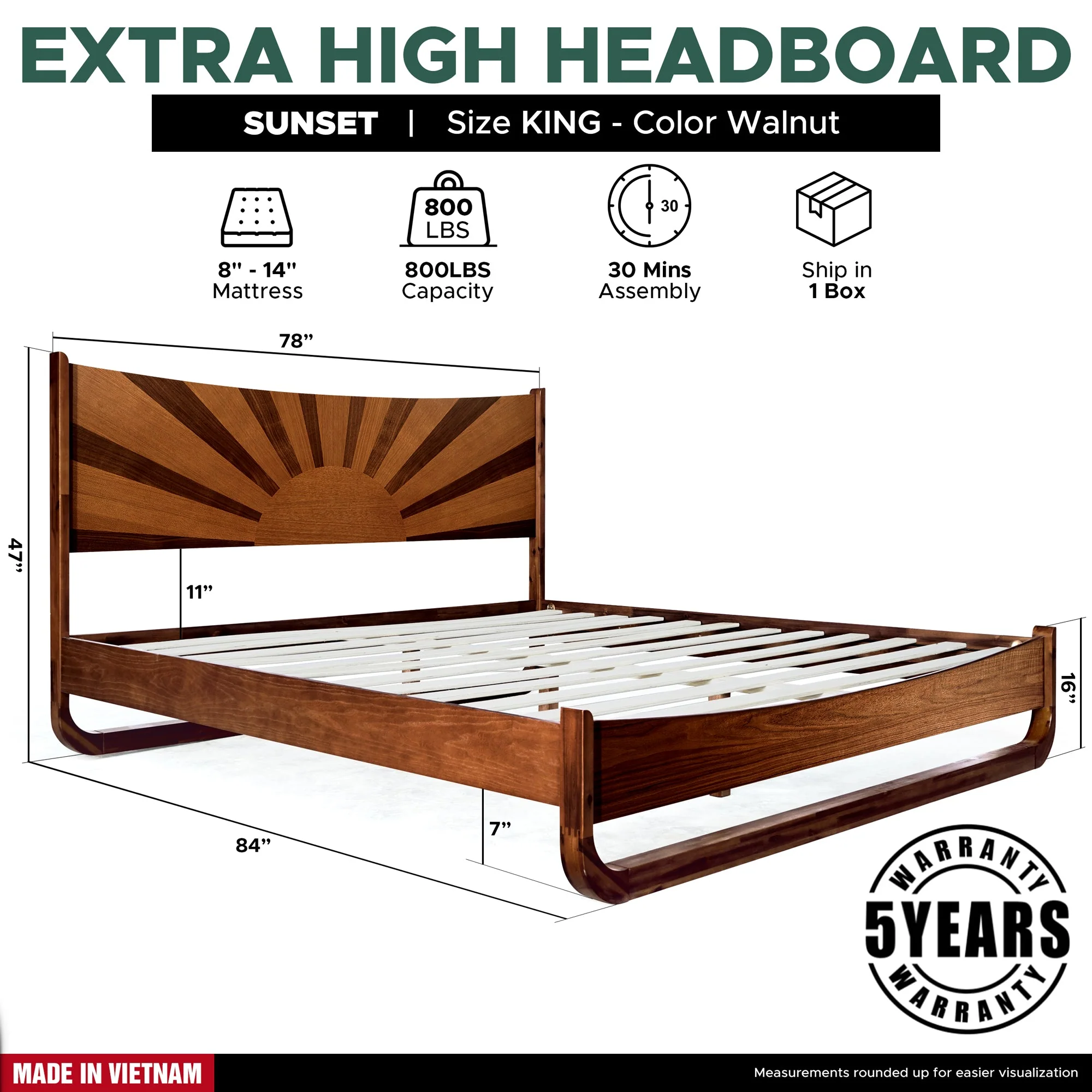 Rorns Sunset Platform Bed Frame With Headboard for Ultimate Bedroom Style - Image 13