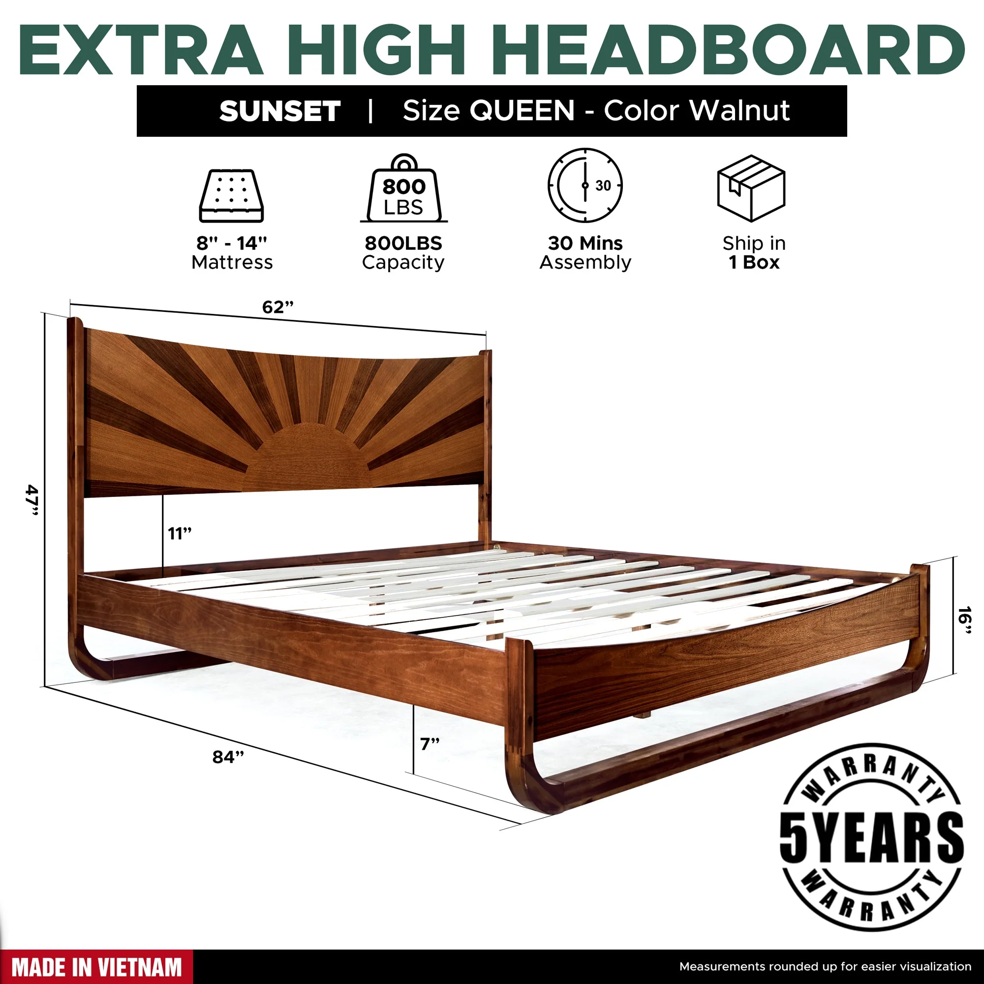 Rorns Sunset Platform Bed Frame With Headboard for Ultimate Bedroom Style - Image 14