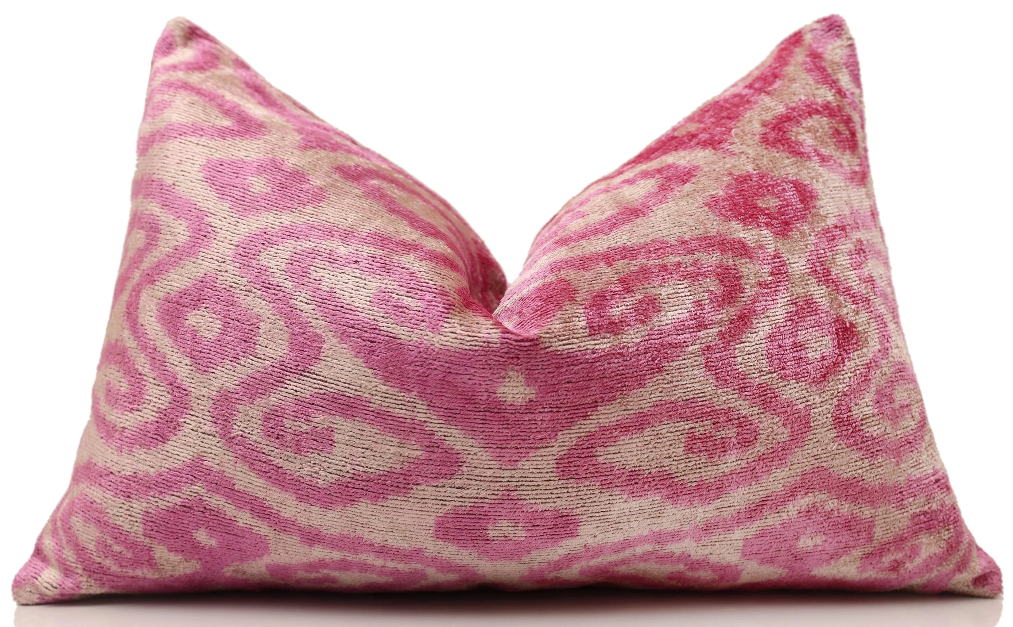Rose Silk Velvet Pillow 16x24 Handmade Luxury Lumbar Cushion - Image 5