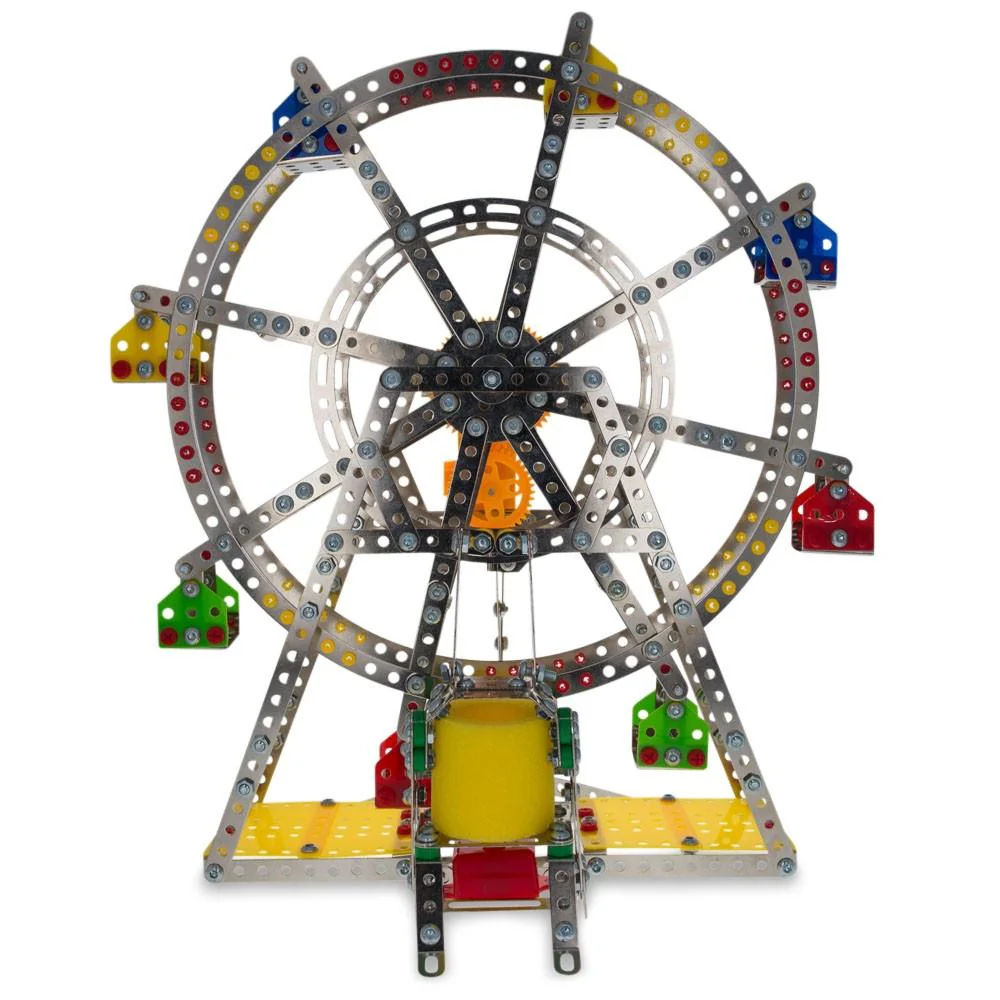 Rotating Motorized with LED Lights Metal Ferris Wheel Model Kit (954 Pieces) 14 Inches - Image 4