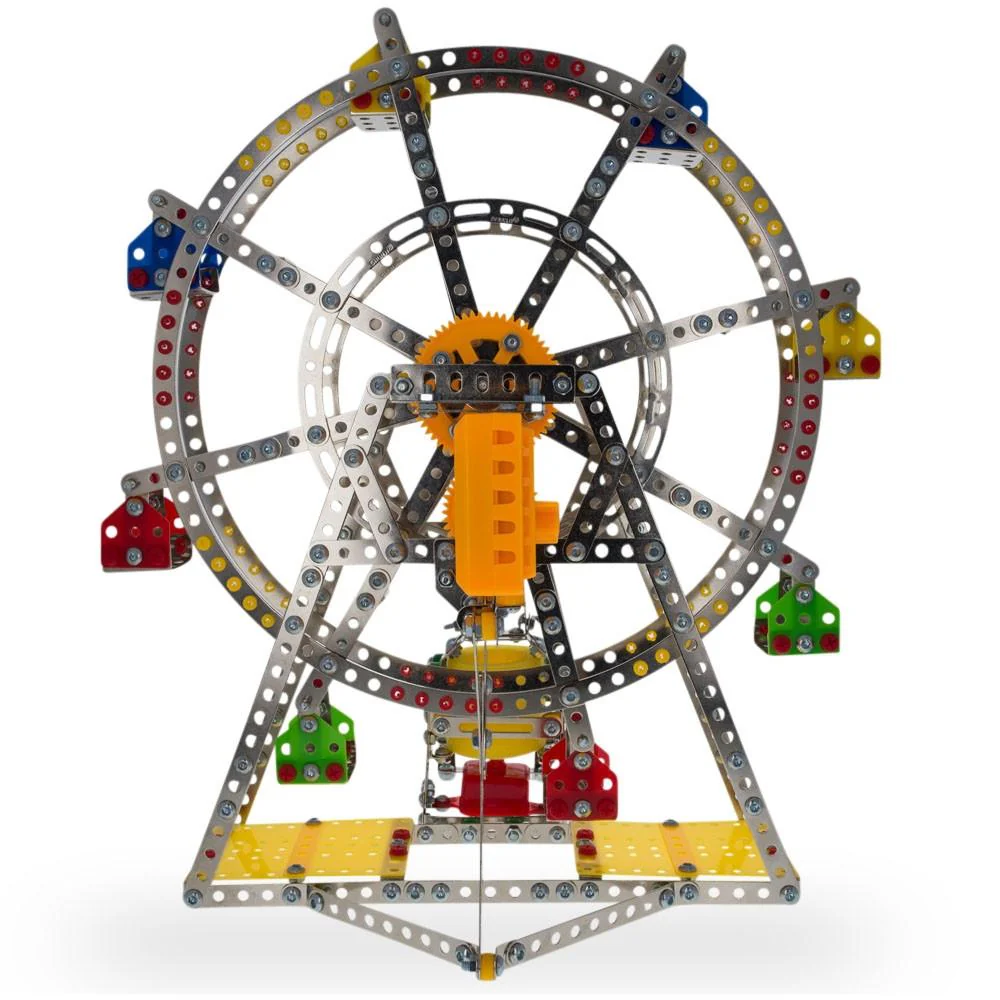 Rotating Motorized with LED Lights Metal Ferris Wheel Model Kit (954 Pieces) 14 Inches - Image 6
