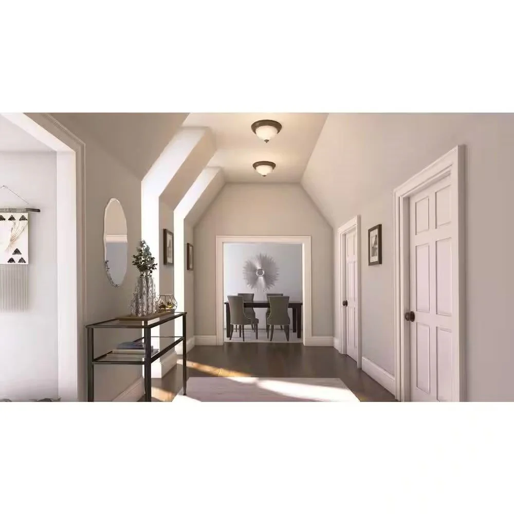Round 11-inch Bronze Finish Ceiling Light with Frosted Glass Shade - Flush Mount - Image 3