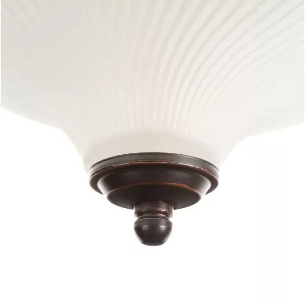 Round 11-inch Bronze Finish Ceiling Light with Frosted Glass Shade - Flush Mount - Image 4