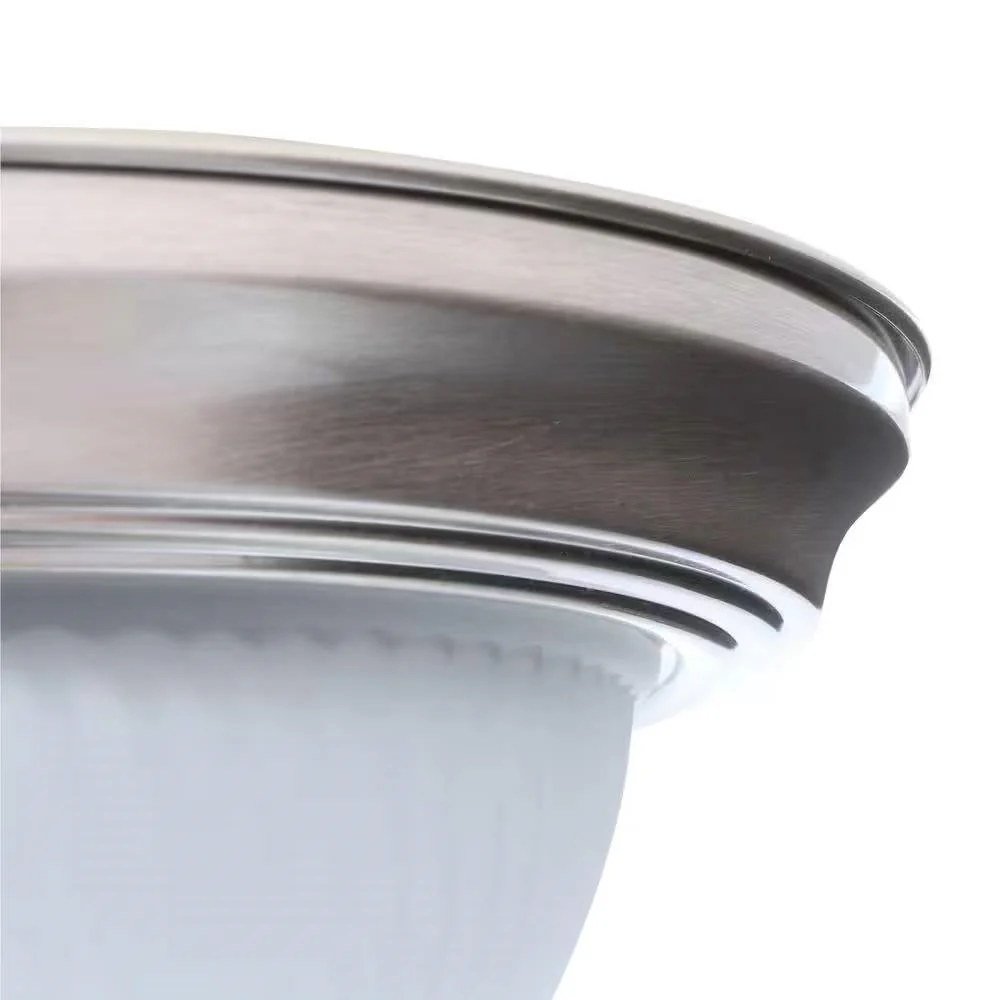 Round 11-inch Brushed Nickel Flush Mount Ceiling Light with Frosted Glass Shade - Image 5