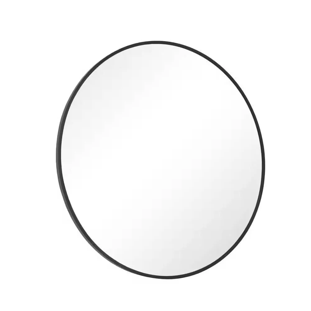 Round 30-inch Circular Bathroom Wall Mirror with Black Frame - Image 4