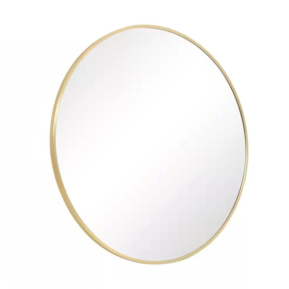 Round 30-inch Circular Bathroom Wall Mirror with Gold Frame - Image 4