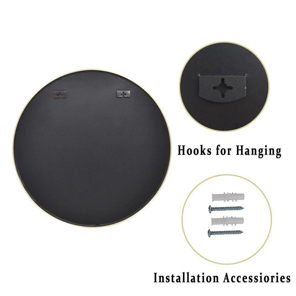 Round 30-inch Circular Bathroom Wall Mirror with Gold Frame - Image 5