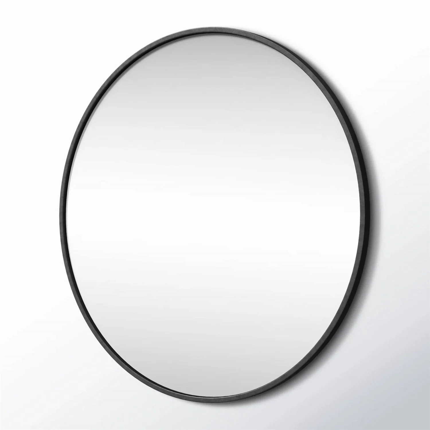 Round 42-inch Wall Mirror in Black - Living Room Bedroom Accent Bathroom Mirror - Image 4