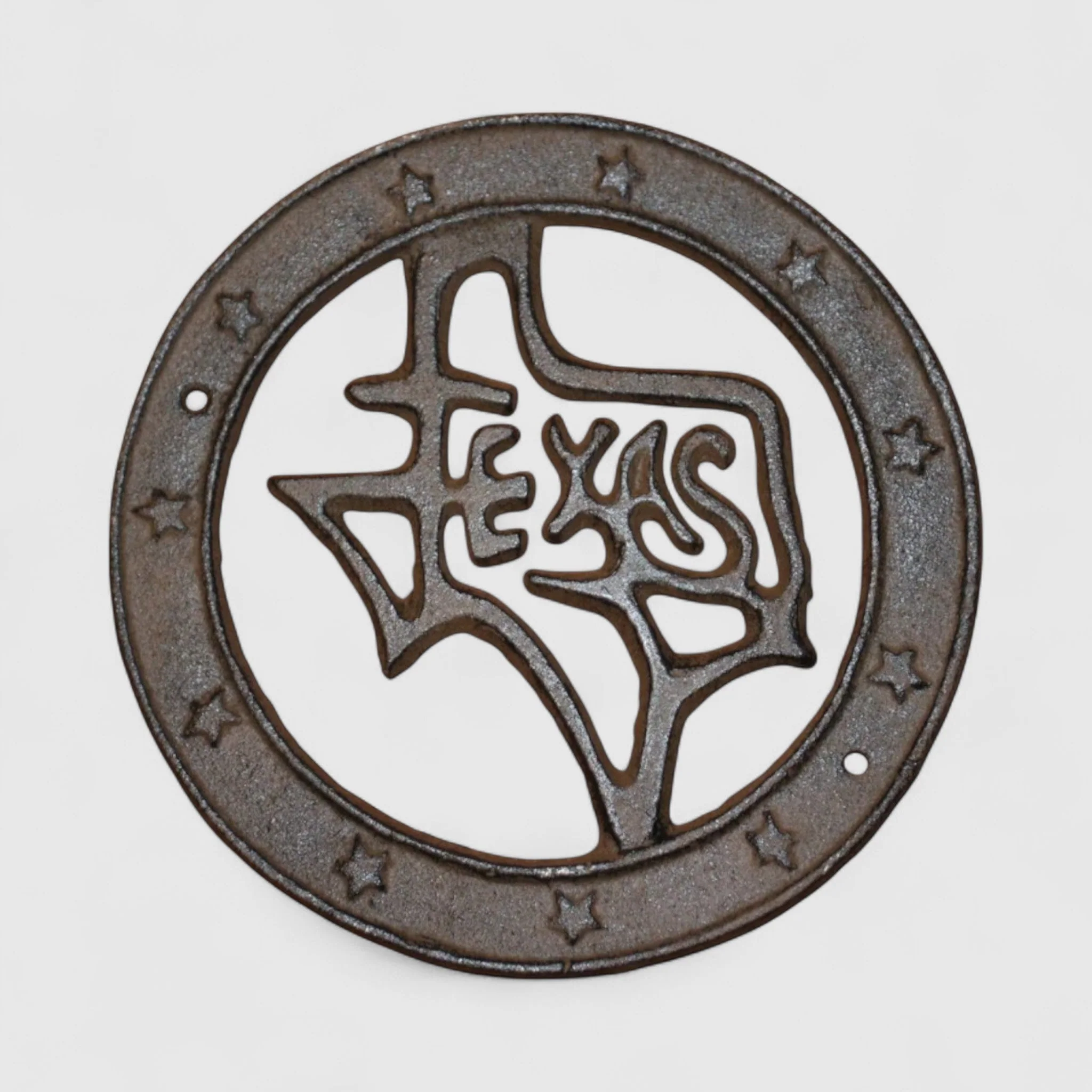Round Cast Iron Texas Plaque - Lone Star State Wall Decor - Image 2