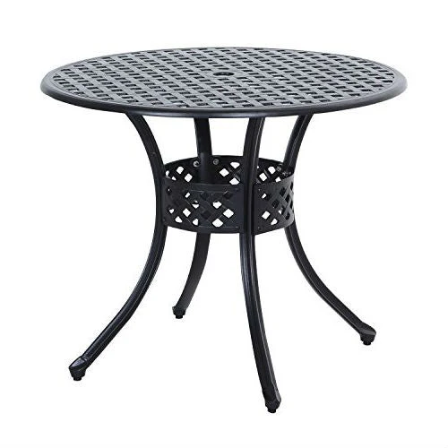Round Metal 36-inch Outdoor Patio Table in Black Cast Aluminum - Image 2