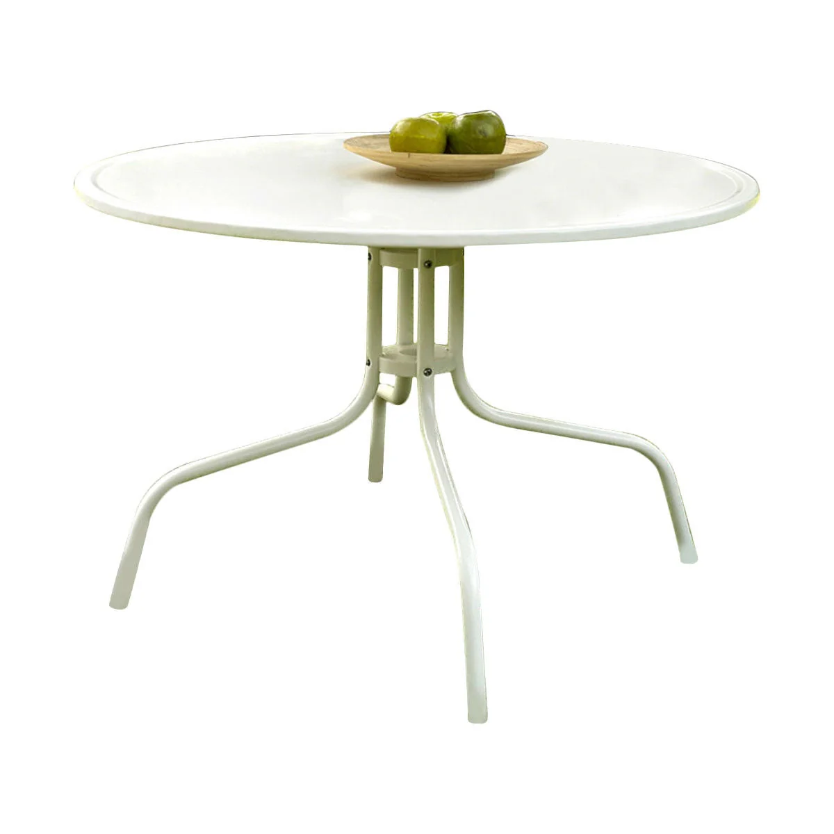 Round Patio Dining Table in White Outdoor UV Resistant Metal - Image 2