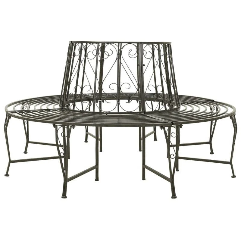 Roundabout Circular Outdoor Garden Tree Bench in Heavy Duty Grey Steel - Image 2