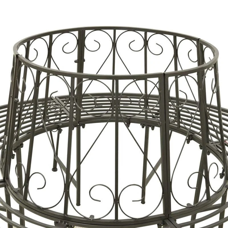 Roundabout Circular Outdoor Garden Tree Bench in Heavy Duty Grey Steel - Image 4