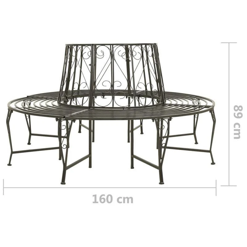 Roundabout Circular Outdoor Garden Tree Bench in Heavy Duty Grey Steel - Image 5