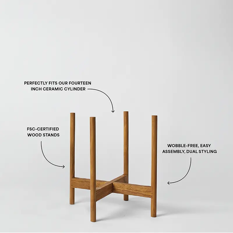 Rounded Hardwood Plant Stand - Image 3