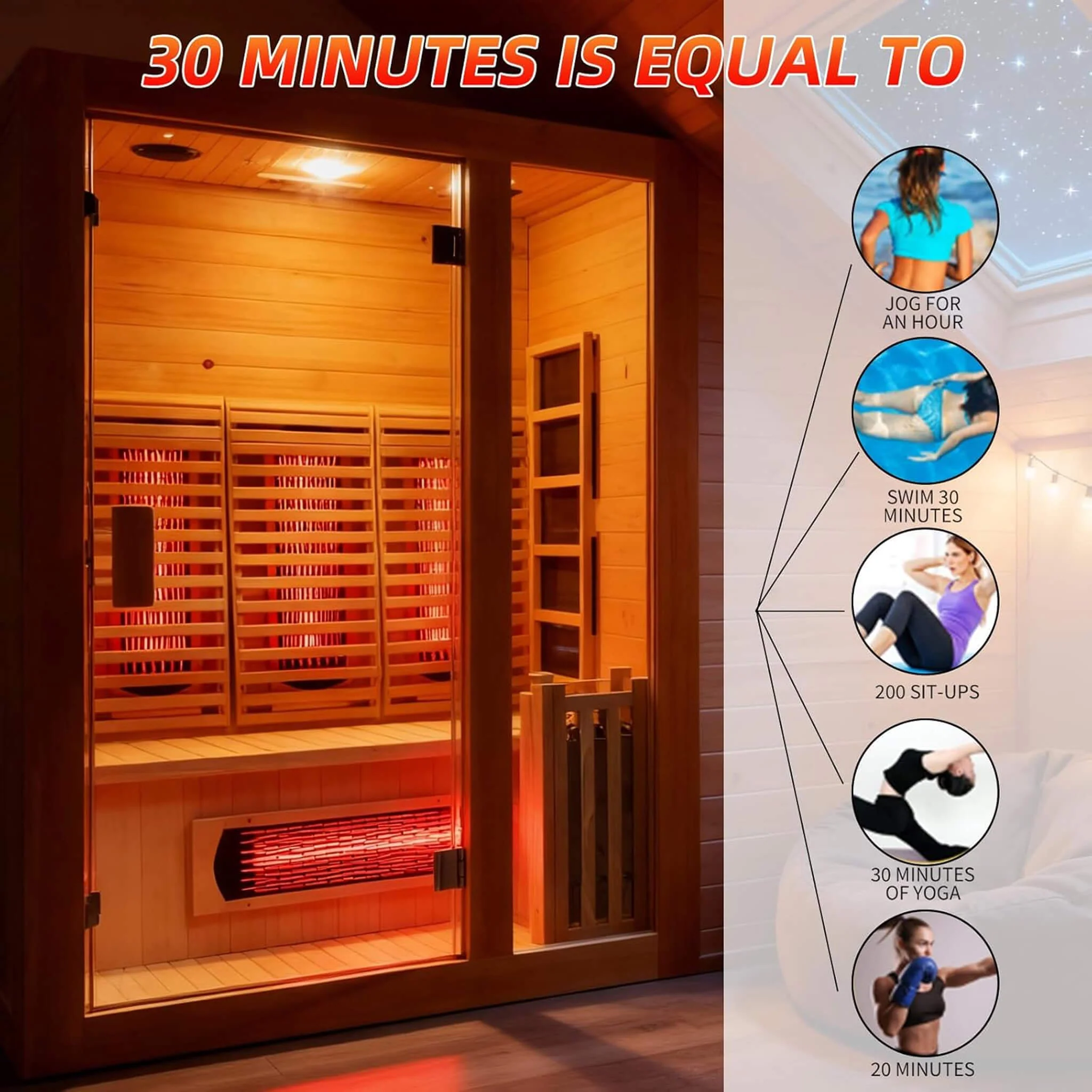Rövia Luma 2-Person Indoor Hybrid Sauna Room With Infrared And 3.5KW Steam Heater (SAK83750) - Image 9