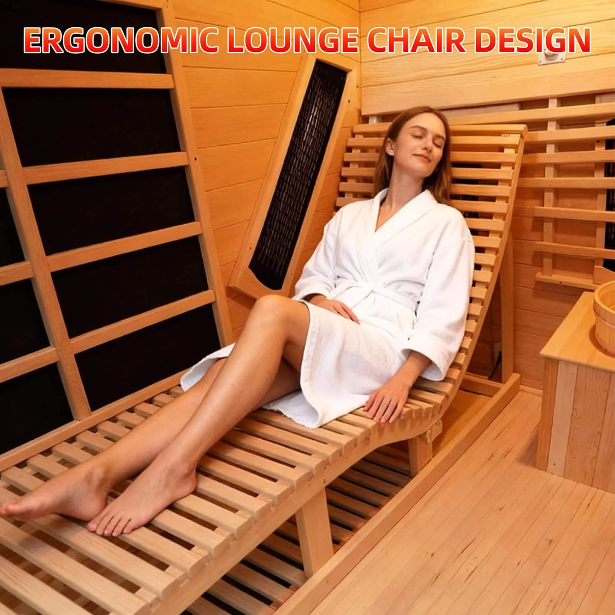 Rövia Oasis 3-Person Indoor Hybrid Sauna Room With Built-In Lounge Chair (SAK35182) - Image 3